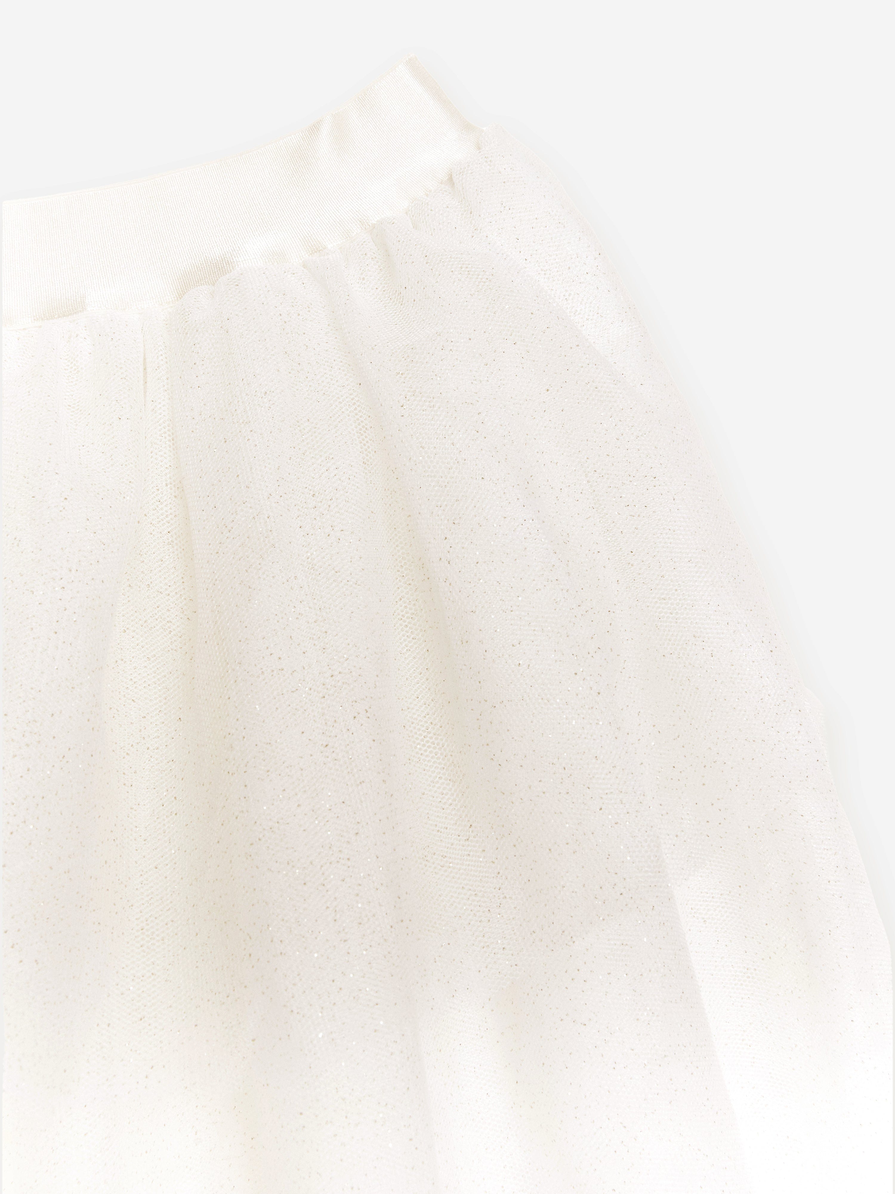 Girls Glitter Tulle Maxi Skirt in Ivory