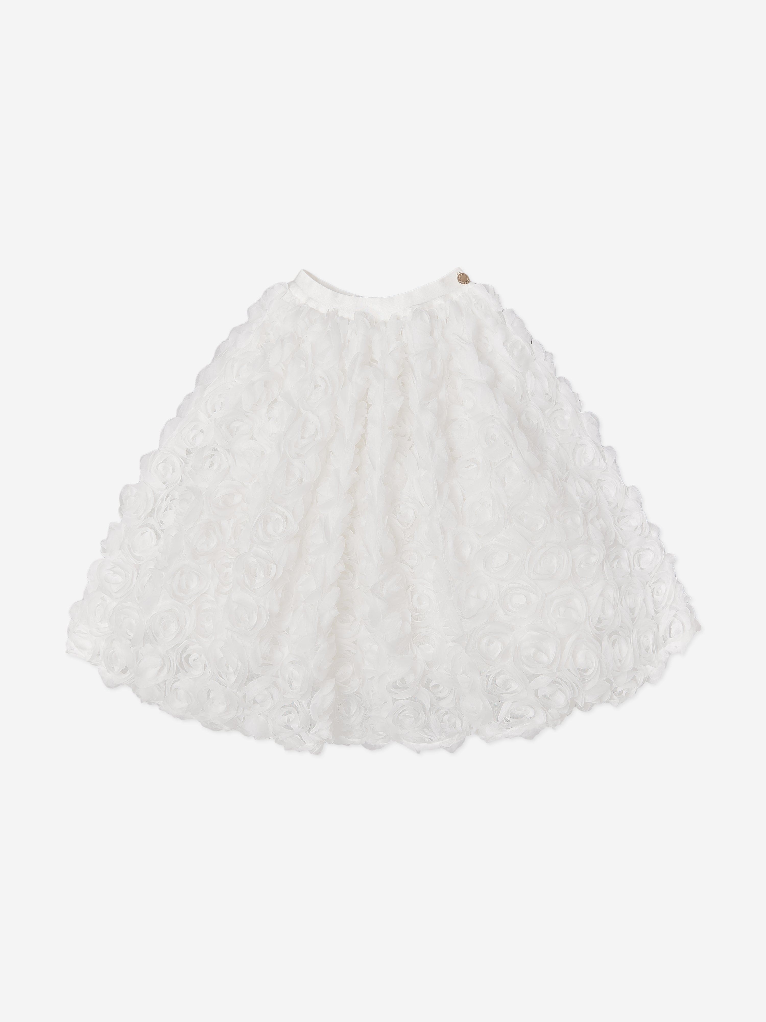 BCBGMAXAZRIA Girls All Over 3D Rose Skirt in White