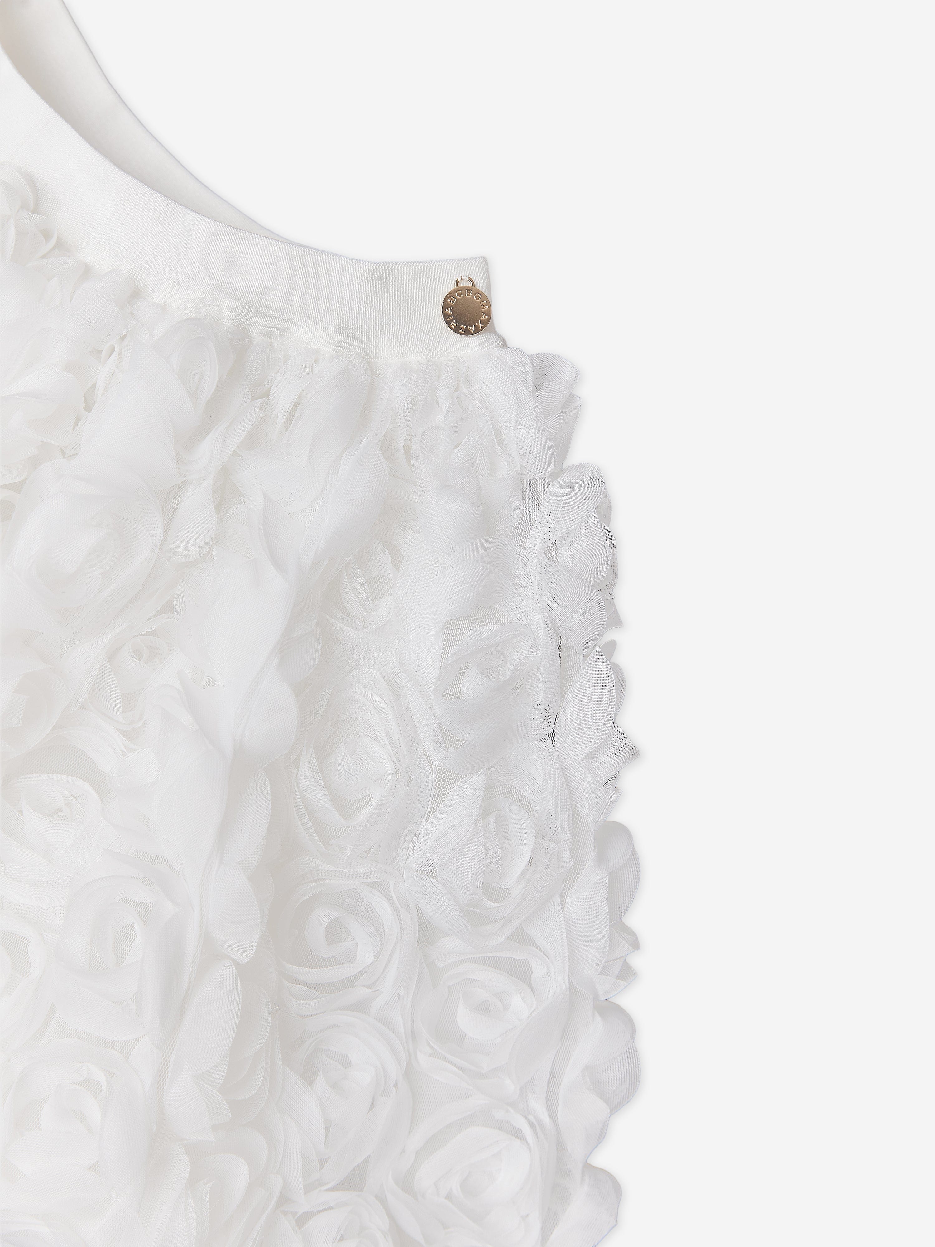 BCBGMAXAZRIA Girls All Over 3D Rose Skirt in White