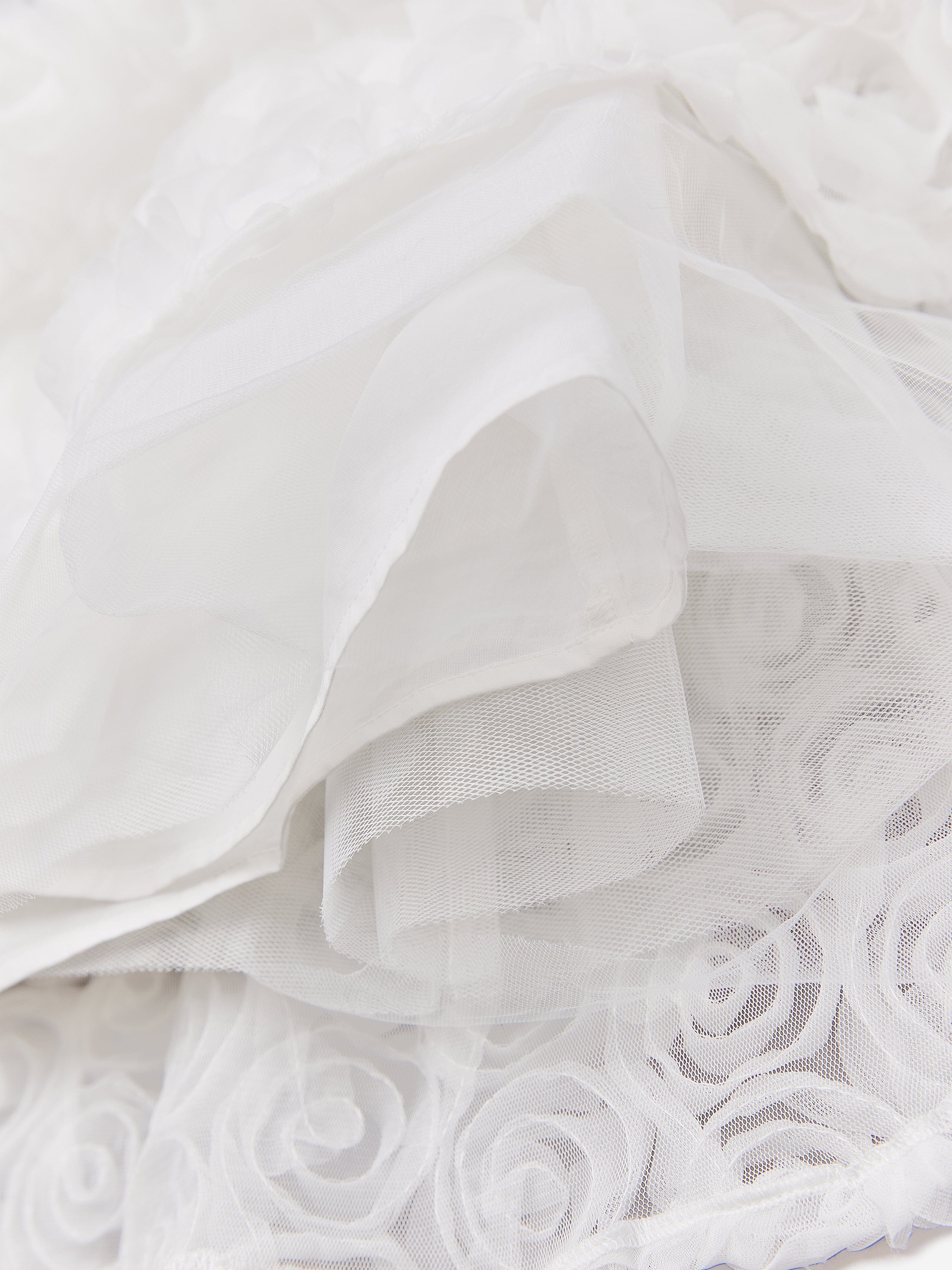 BCBGMAXAZRIA Girls All Over 3D Rose Skirt in White