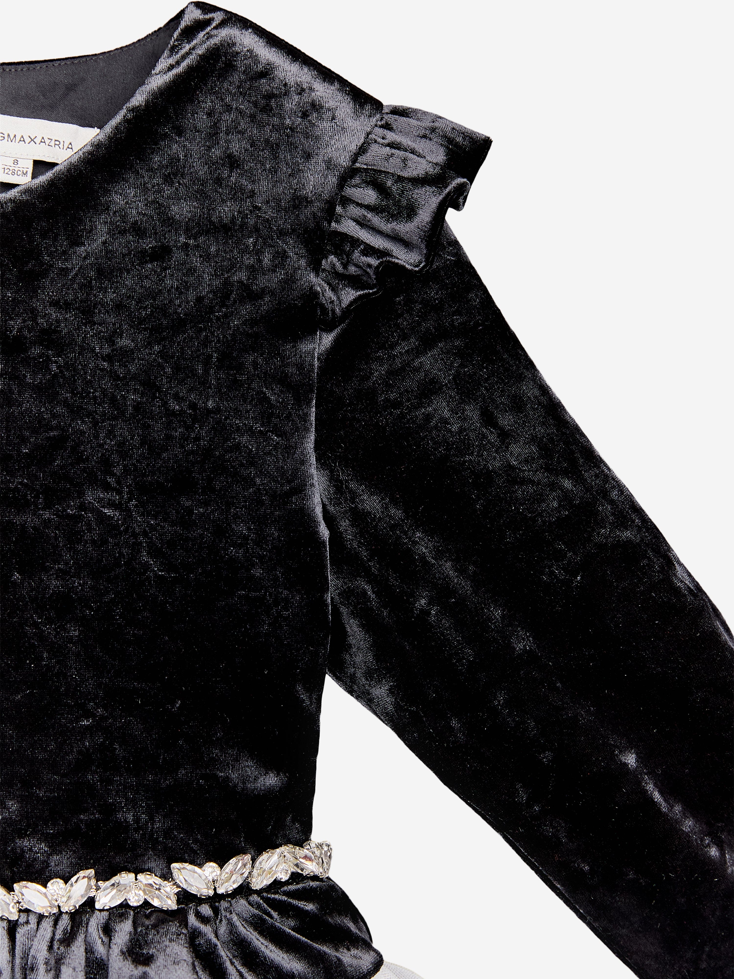 BCBGMAXAZRIA Girls Velvet Tulle Dress in Black