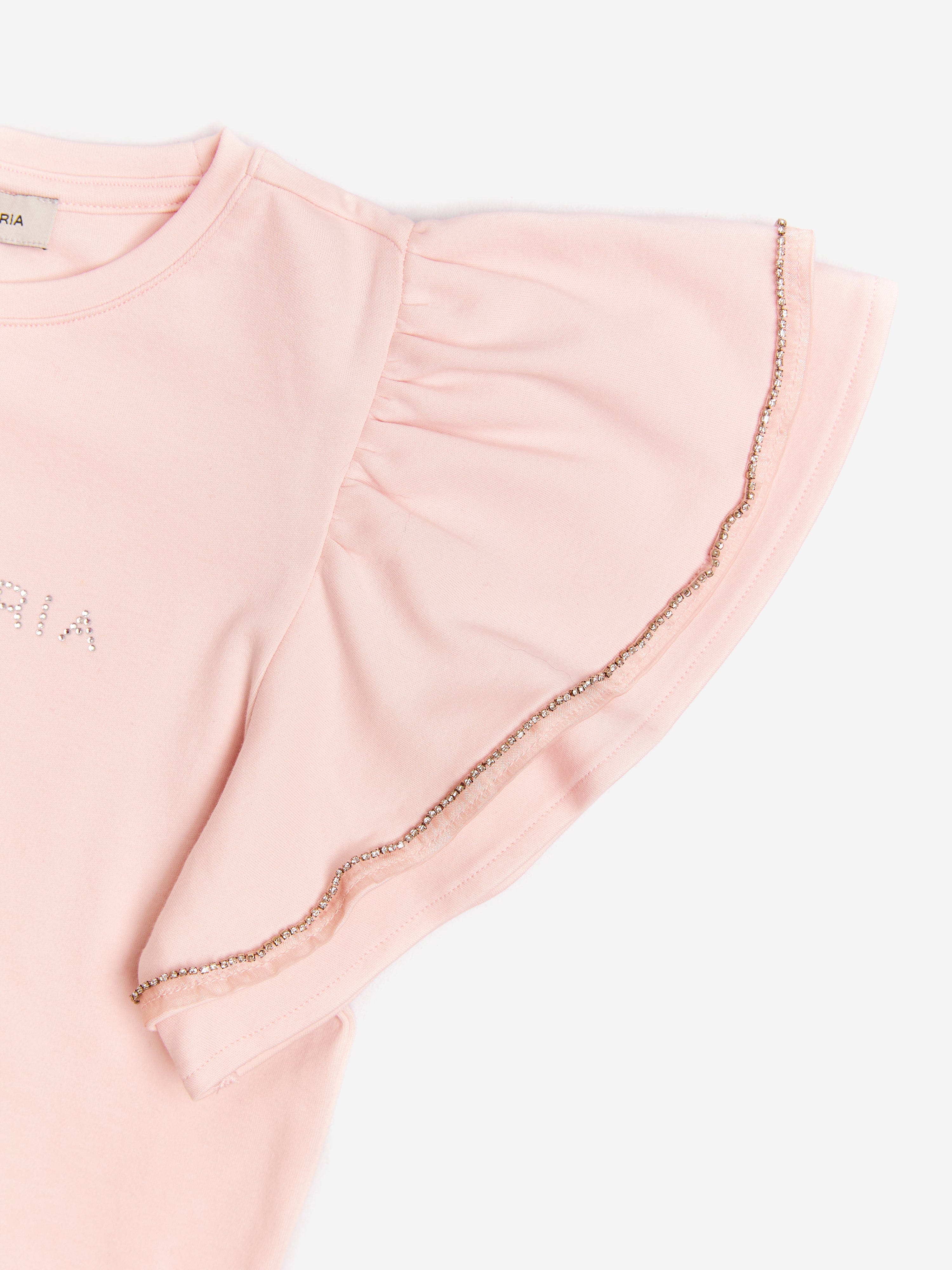 BCBGMAXAZRIA Girls Ruffle Sleeve T-Shirt in Pink