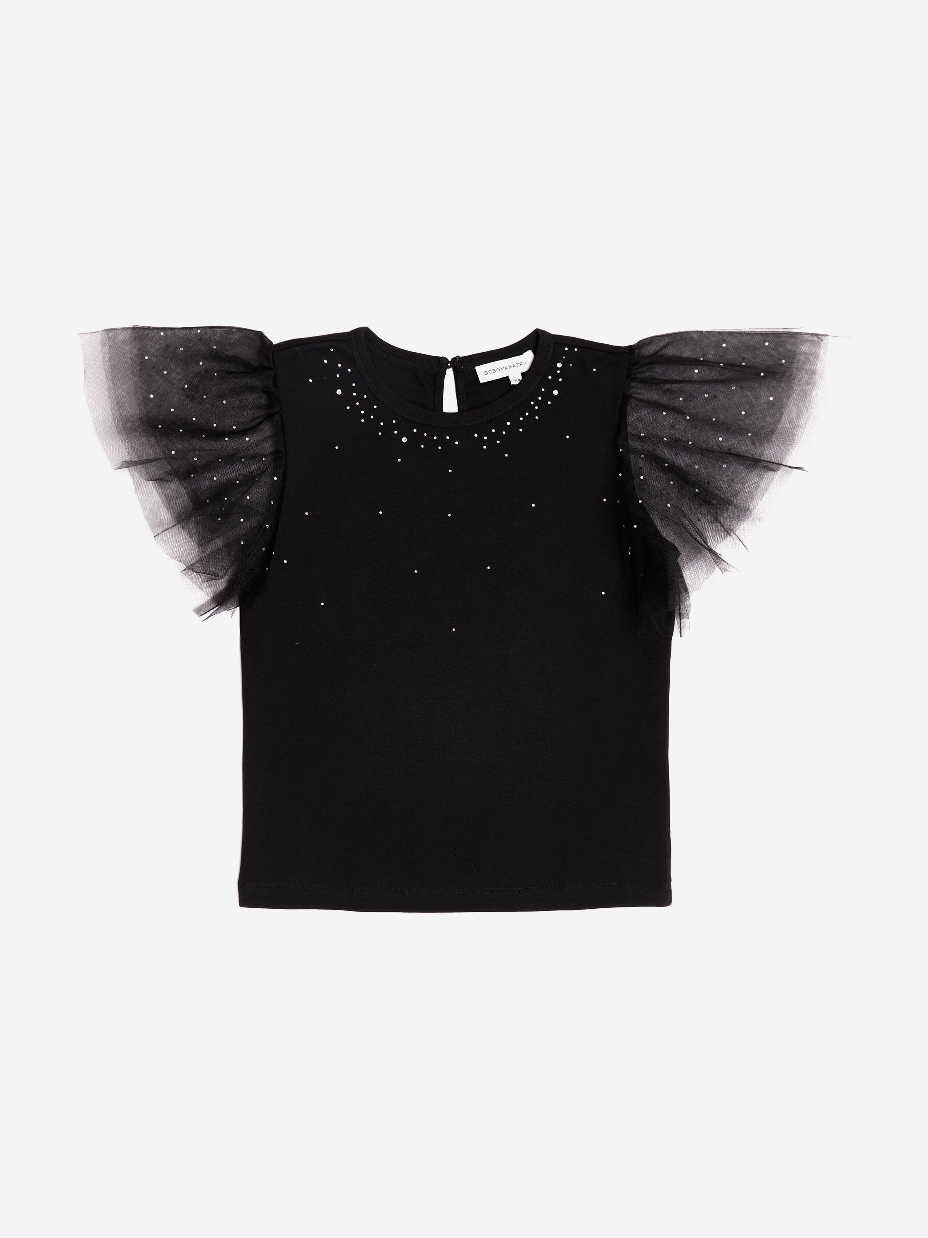 BCBGMAXAZRIA Girls Flare Sleeve T-Shirt in Black