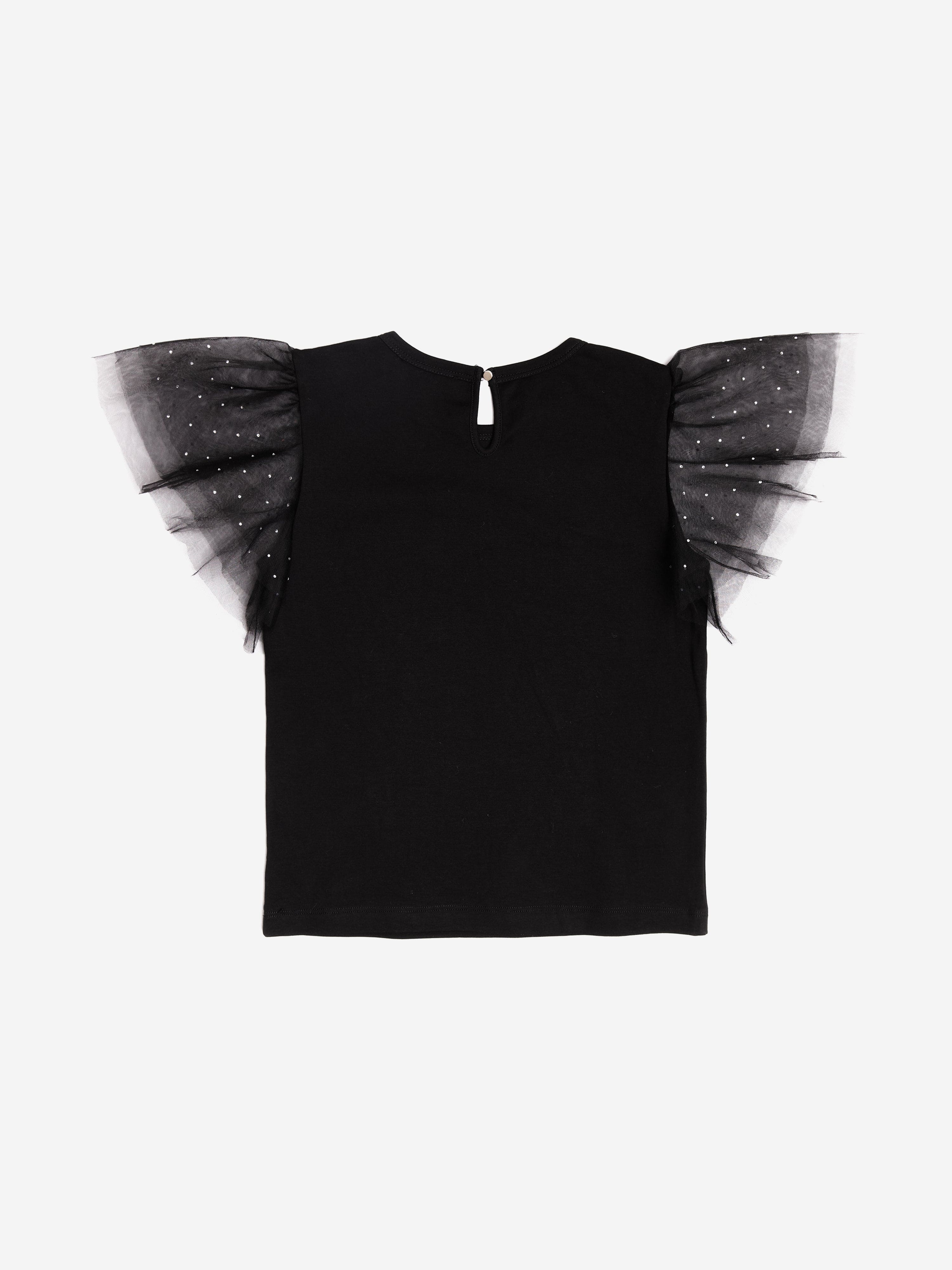 BCBGMAXAZRIA Girls Flare Sleeve T-Shirt in Black