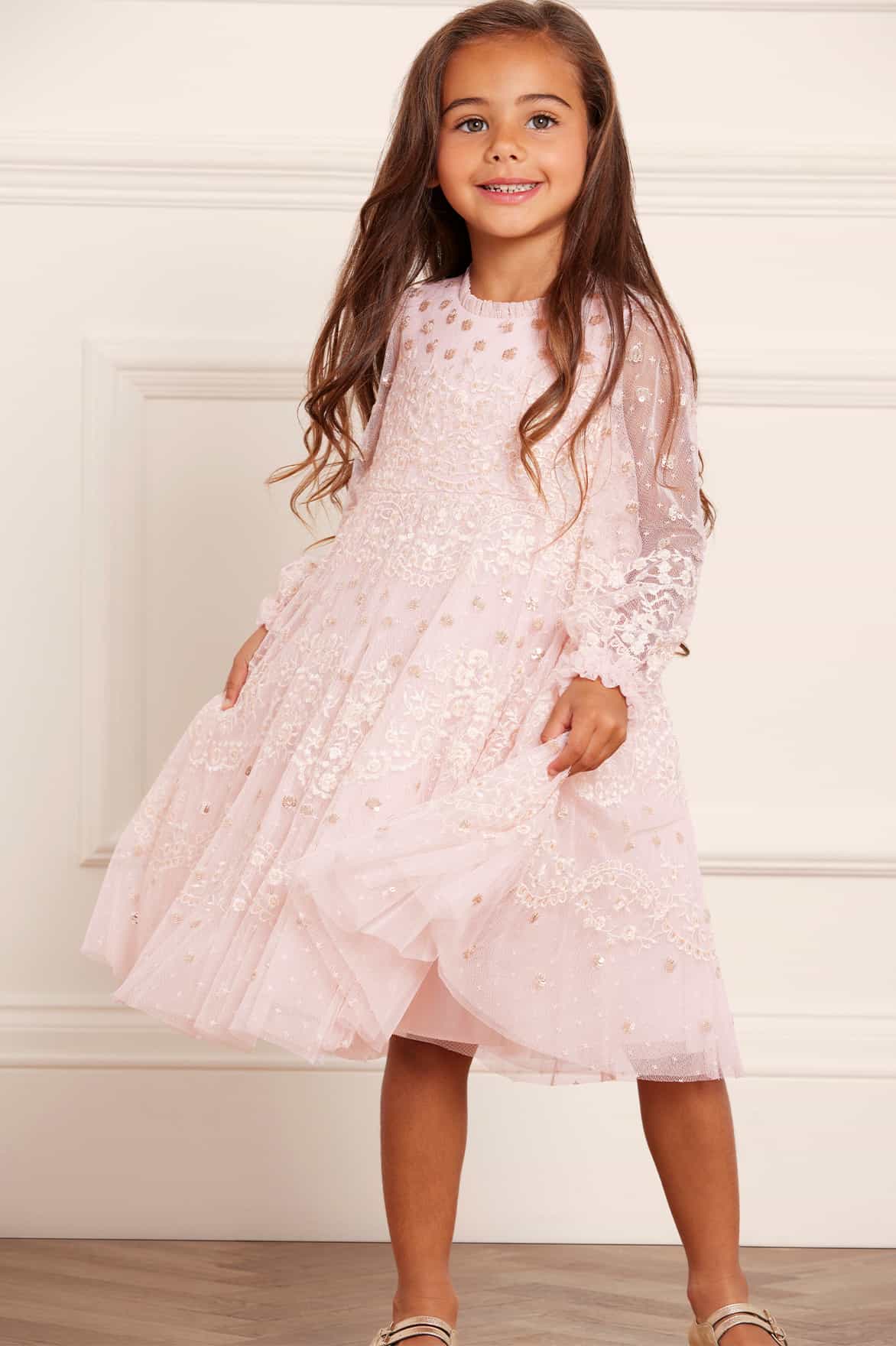 Needle & Thread Girls Beatrice Dress in Pink