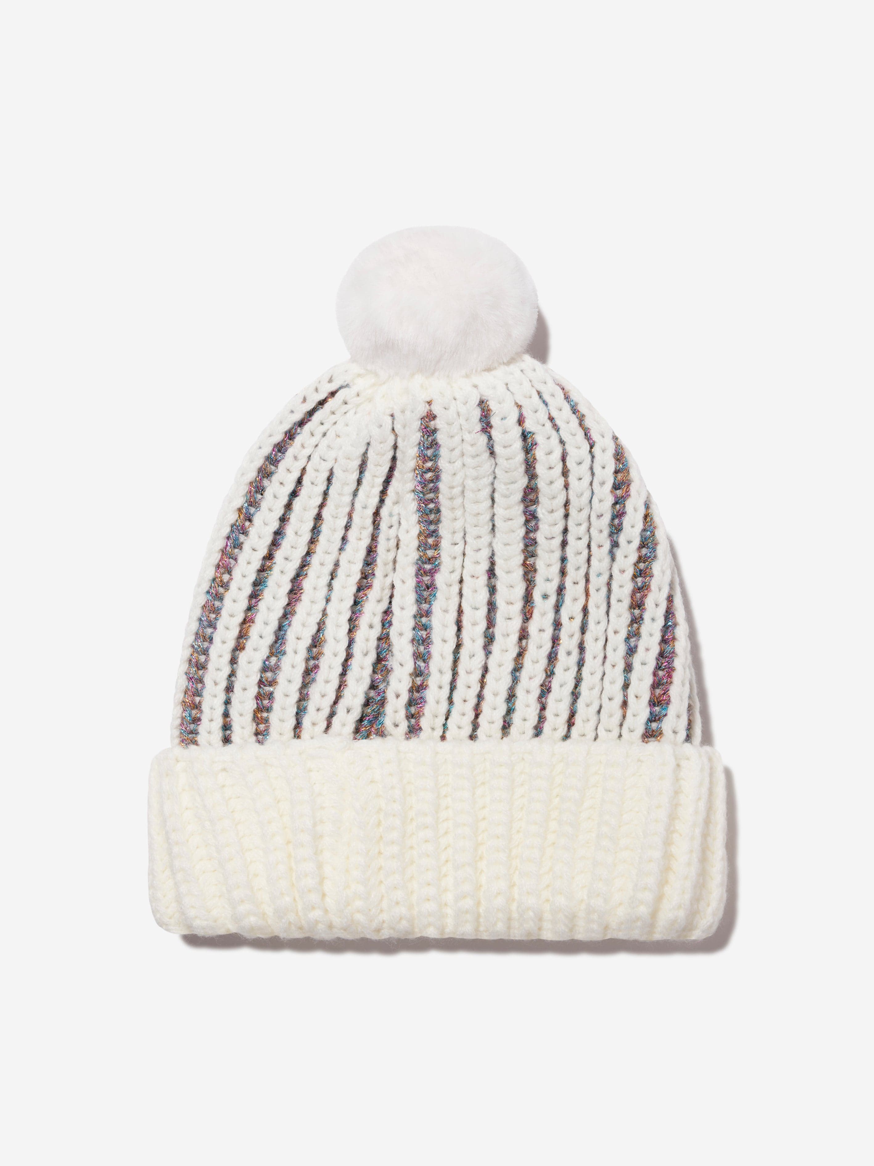 Billieblush Girls Hearts Bobble Hat in Ivory