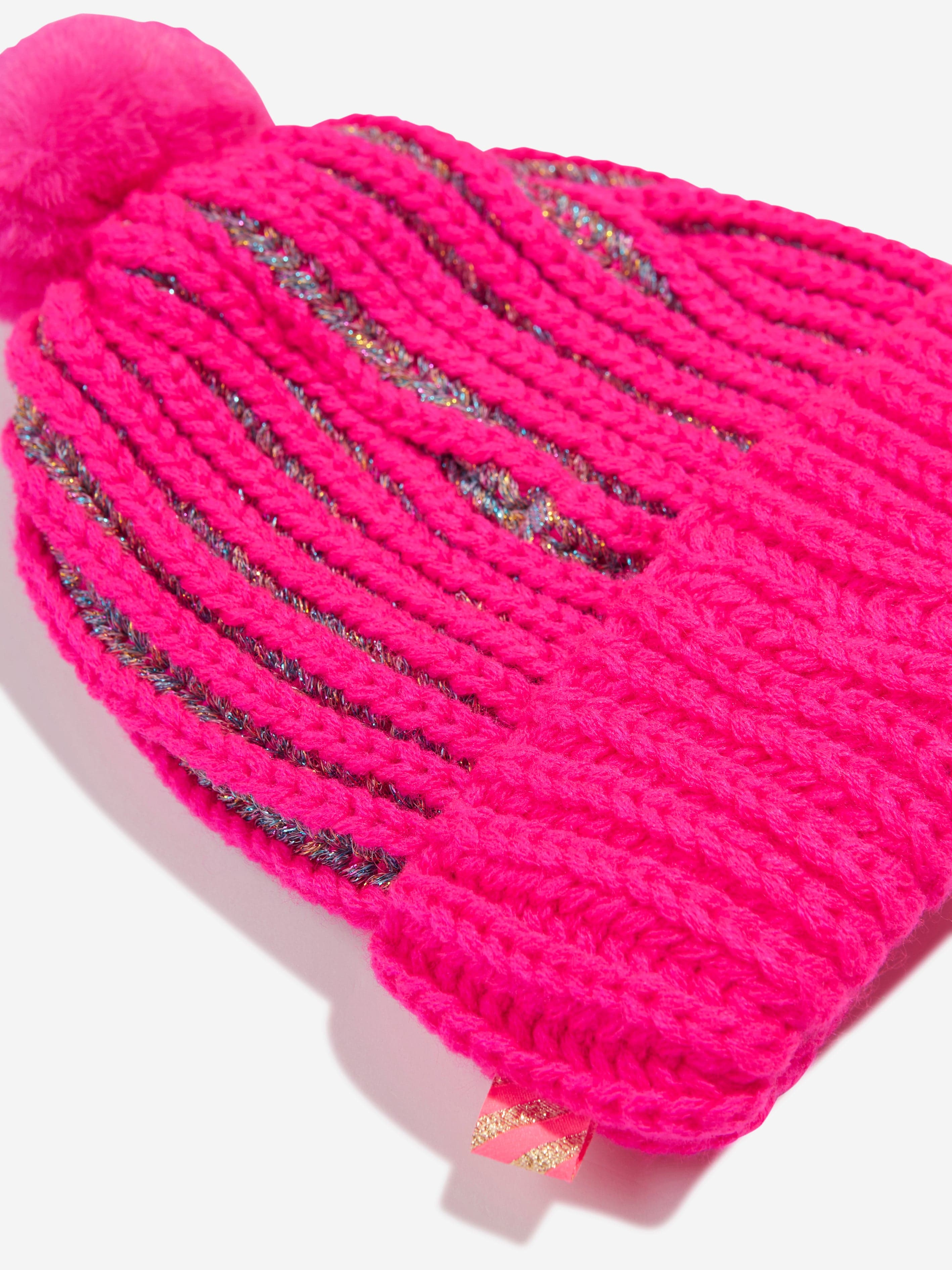 Billieblush Girls Hearts Bobble Hat in Pink