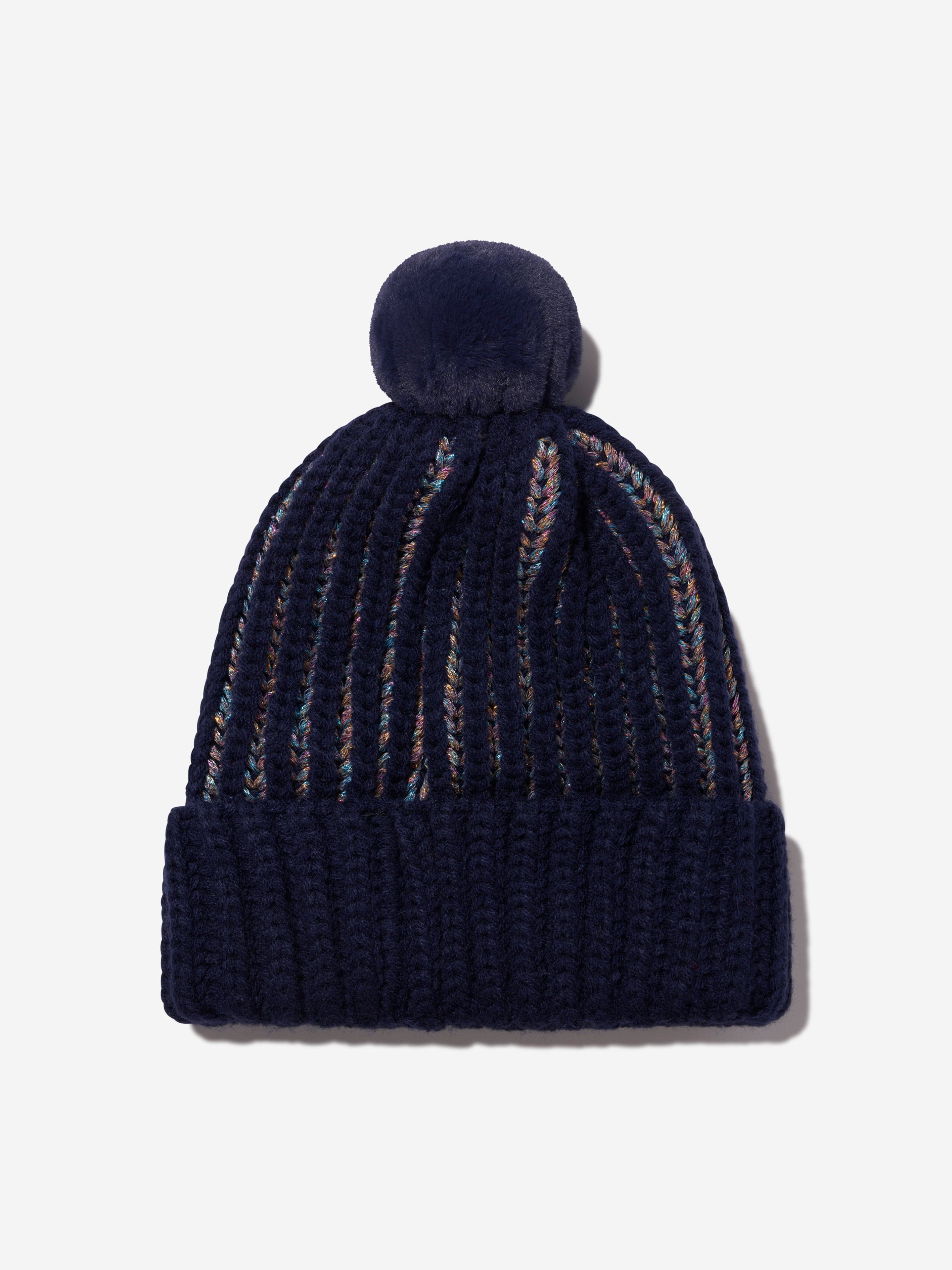 Billieblush Girls Hearts Bobble Hat in Navy