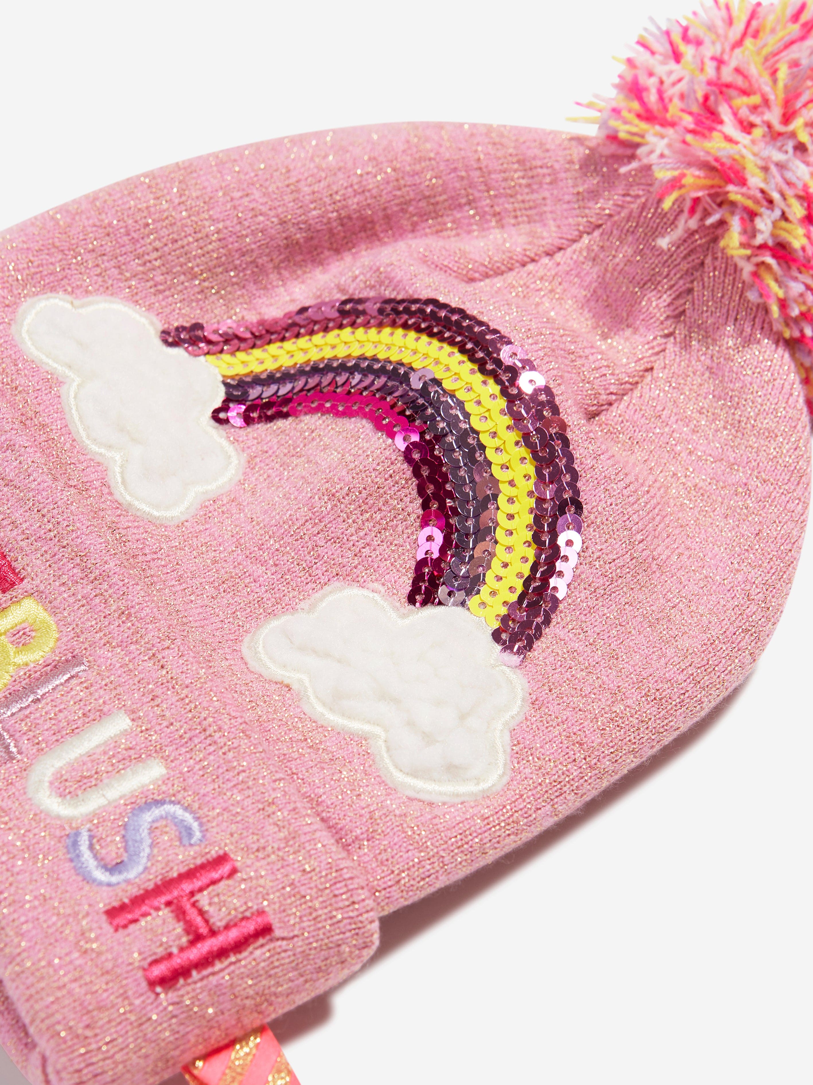 Billieblush Girls Rainbow Bobble Hat in Pink