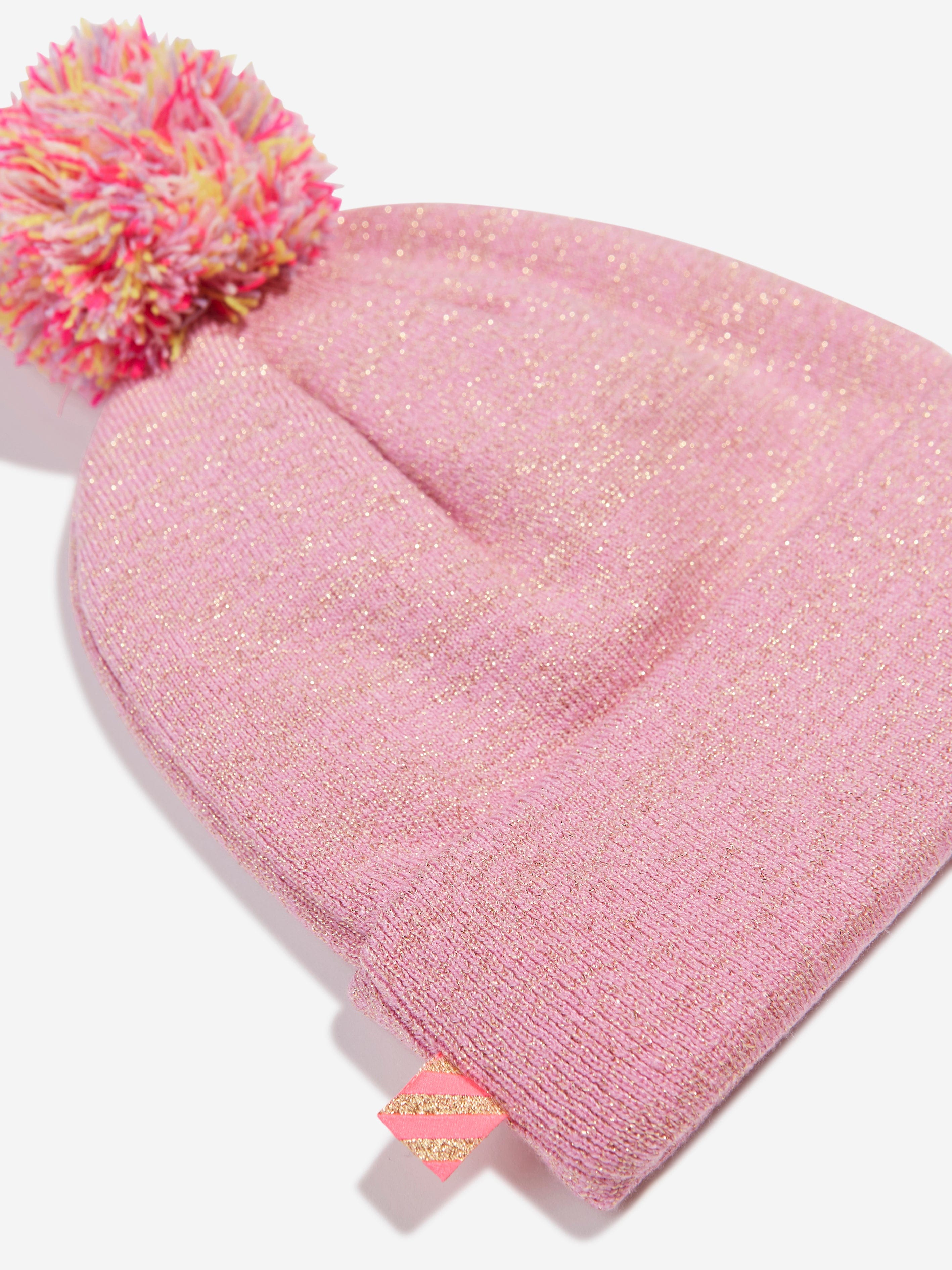 Billieblush Girls Rainbow Bobble Hat in Pink