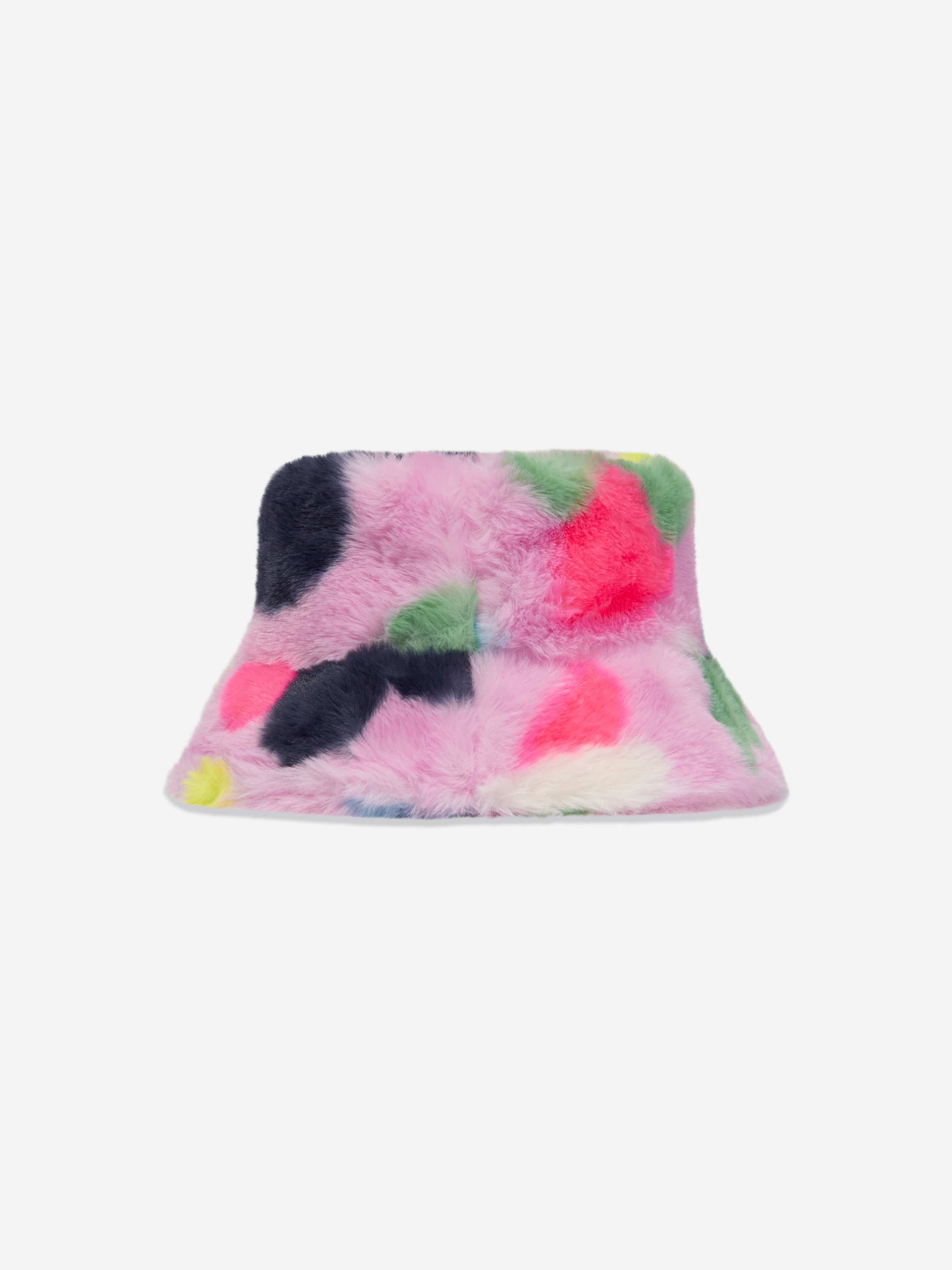 Billieblush Girls Faux Fur Bucket Hat in Pink