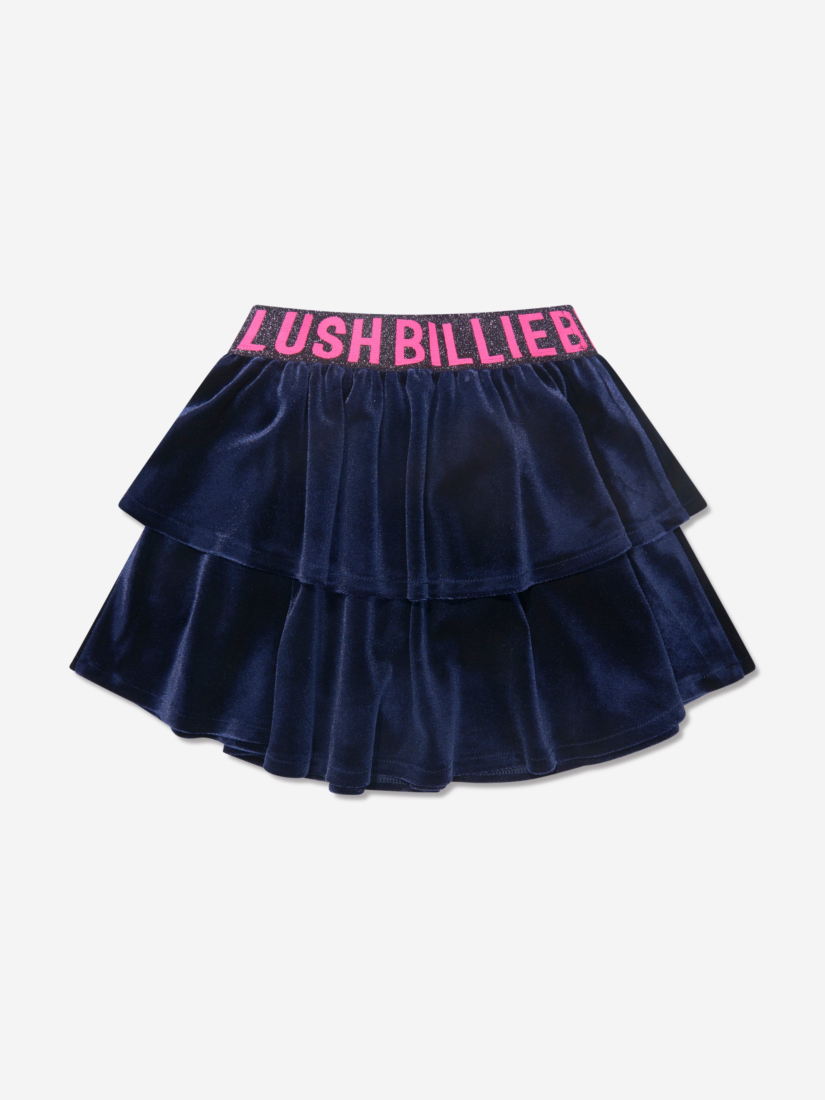 Billieblush Girls Velvet Ruffle Skirt in Navy