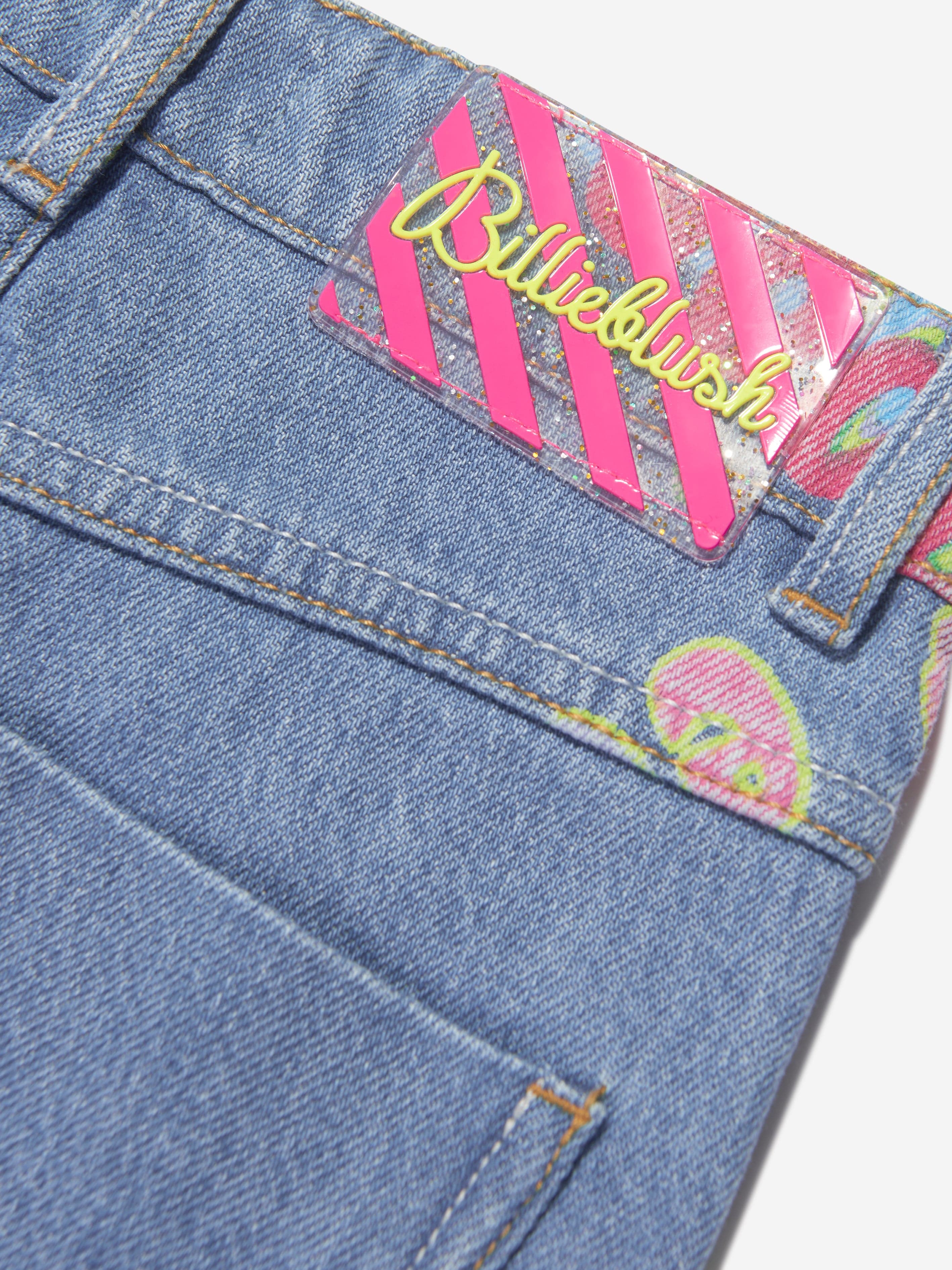 Billieblush Girls Illustrated Mom Fit Jeans in Blue