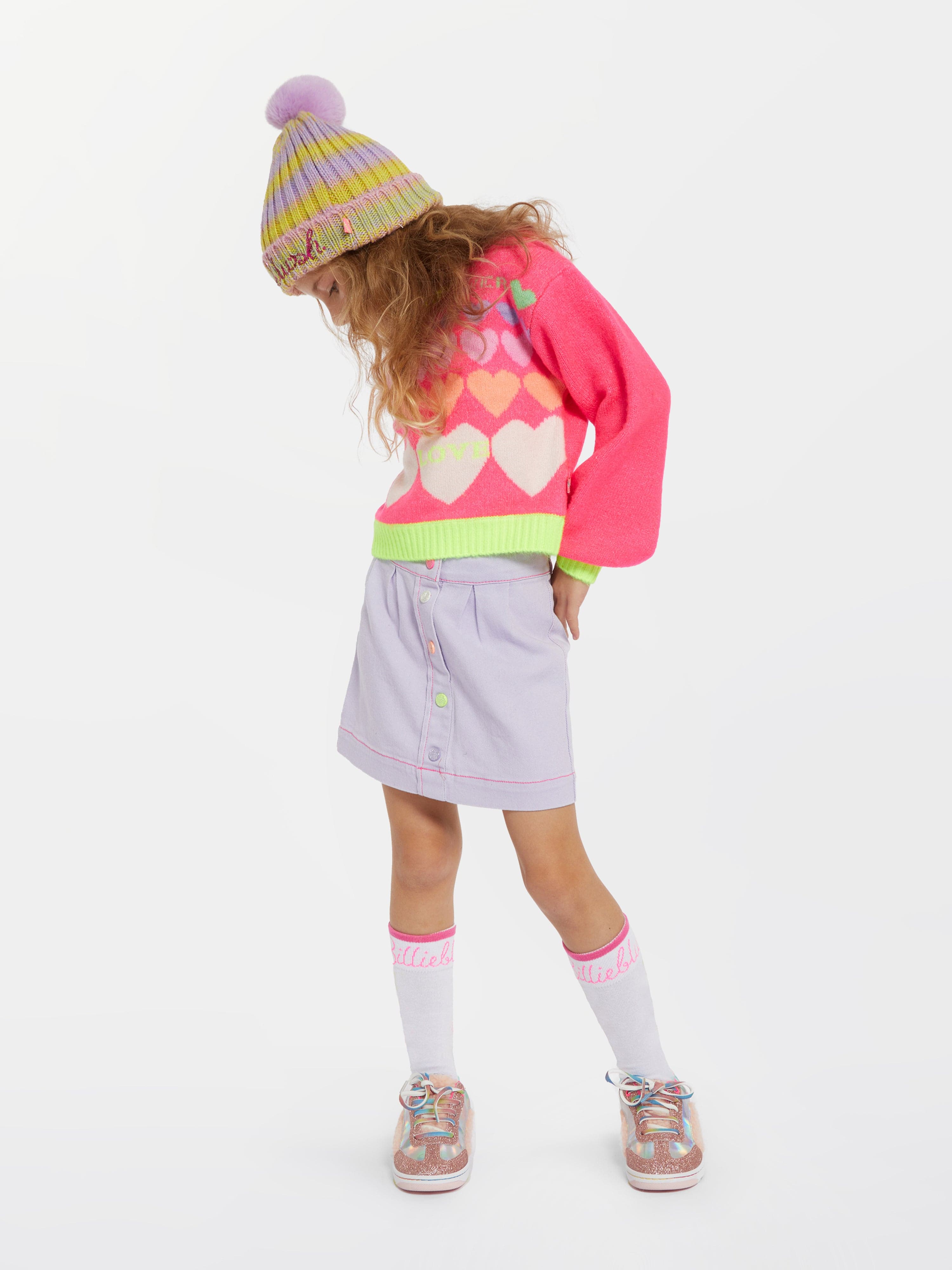 Billieblush Girls Knitted Hearts Jumper in Pink