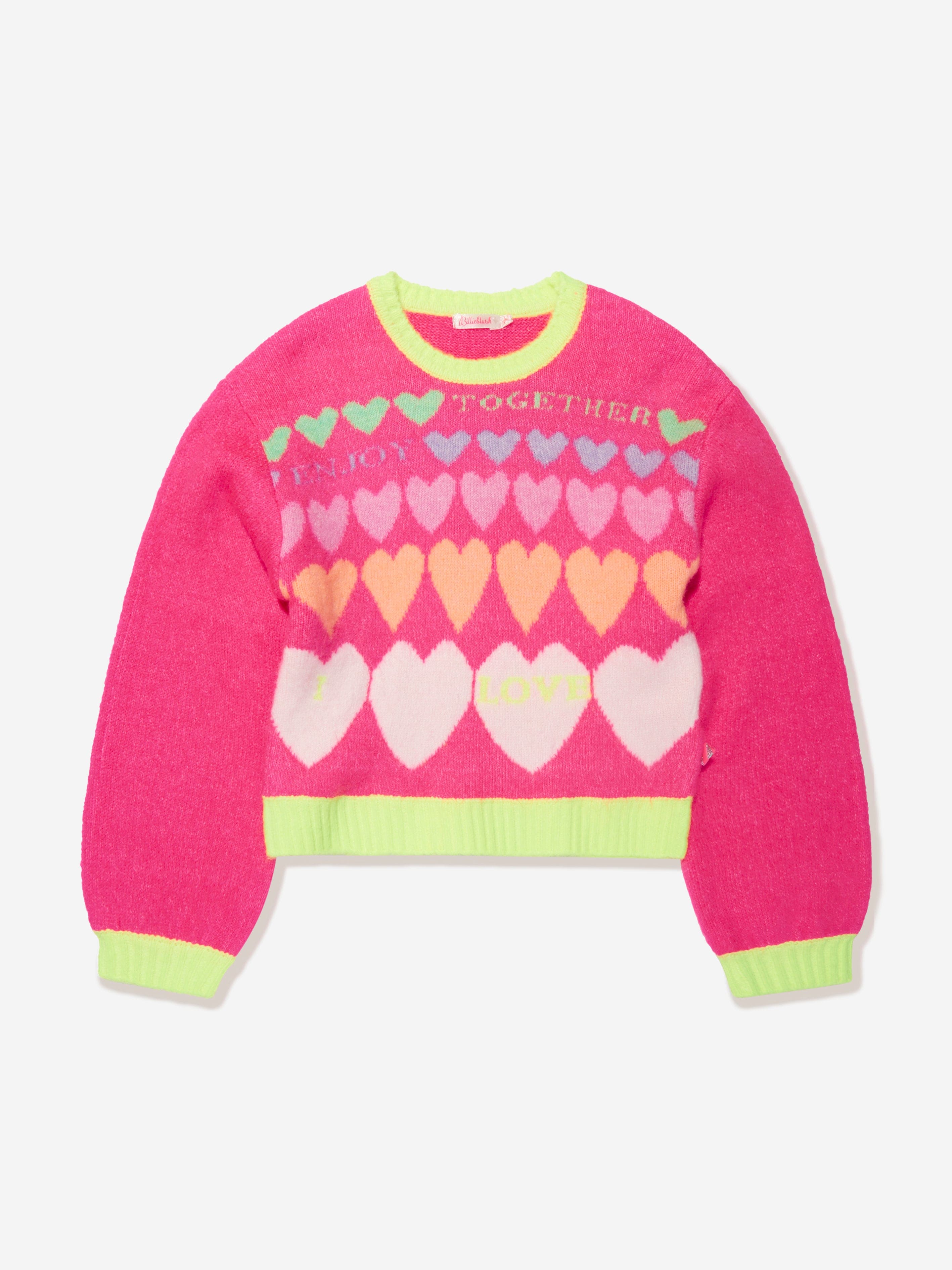 Billieblush Girls Knitted Hearts Jumper in Pink