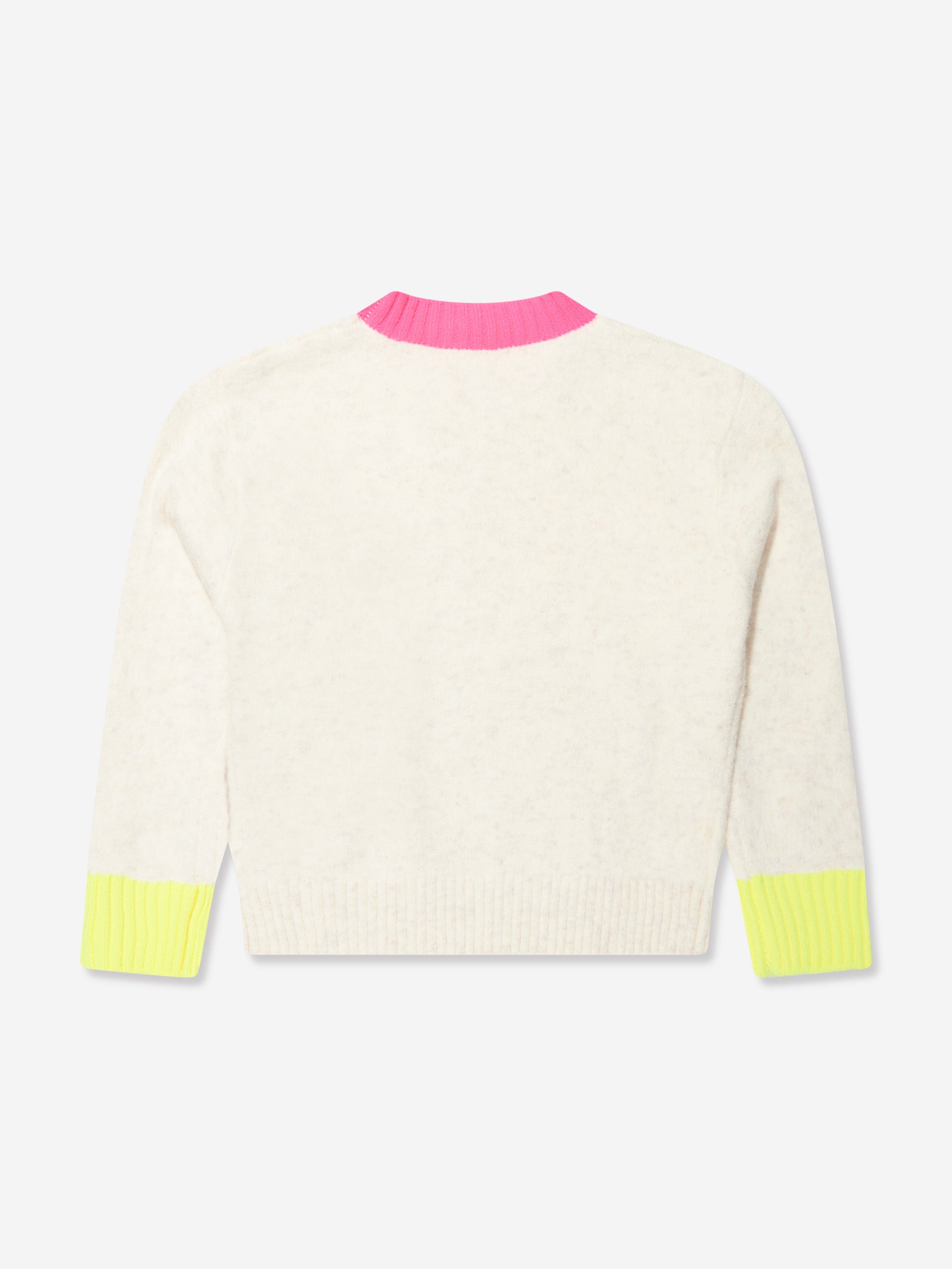 Billieblush Girls Sequin Rainbow Knitted Jumper in Ivory