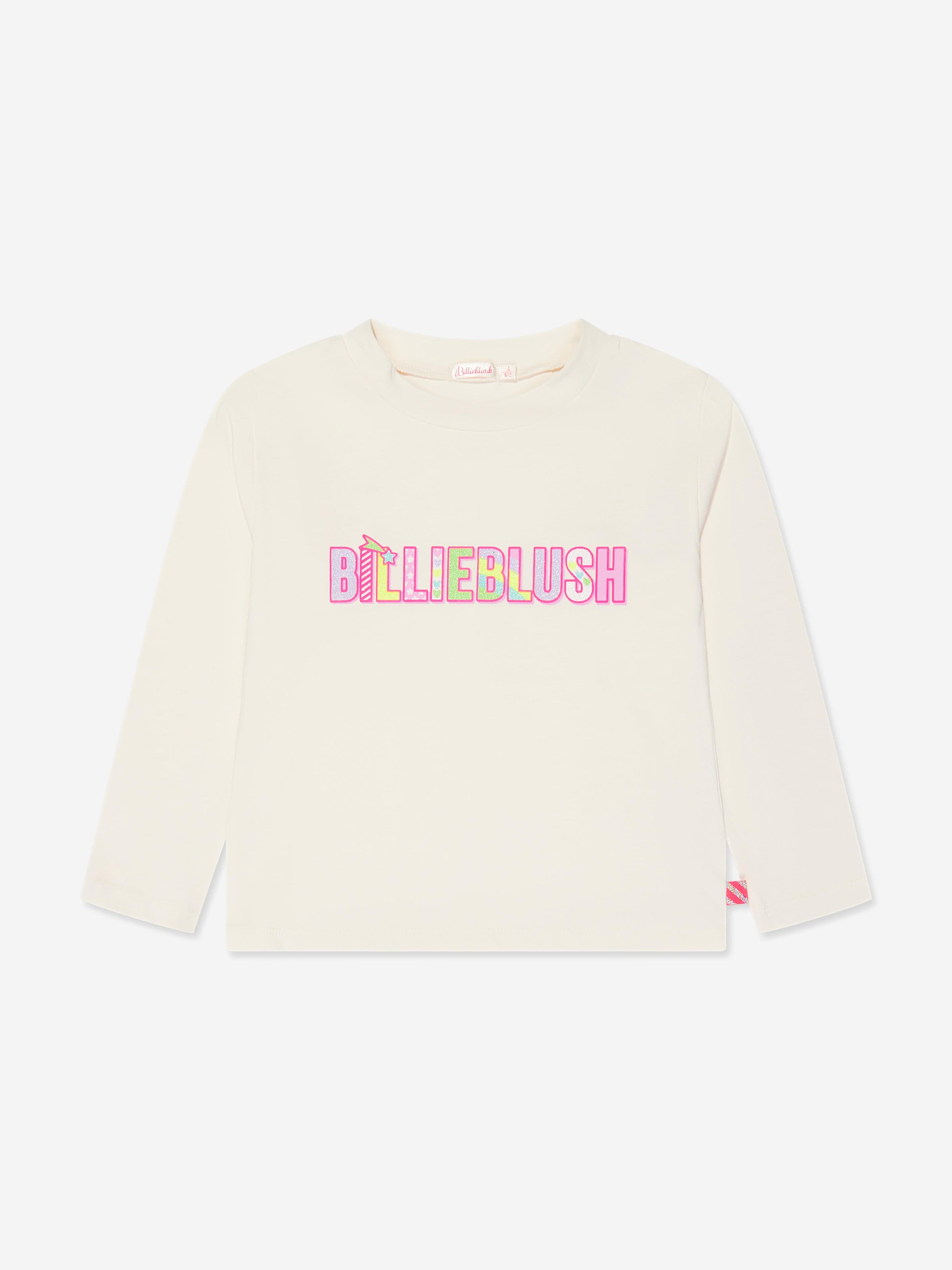 Billieblush Girls Long Sleeve Logo T-Shirt in Ivory