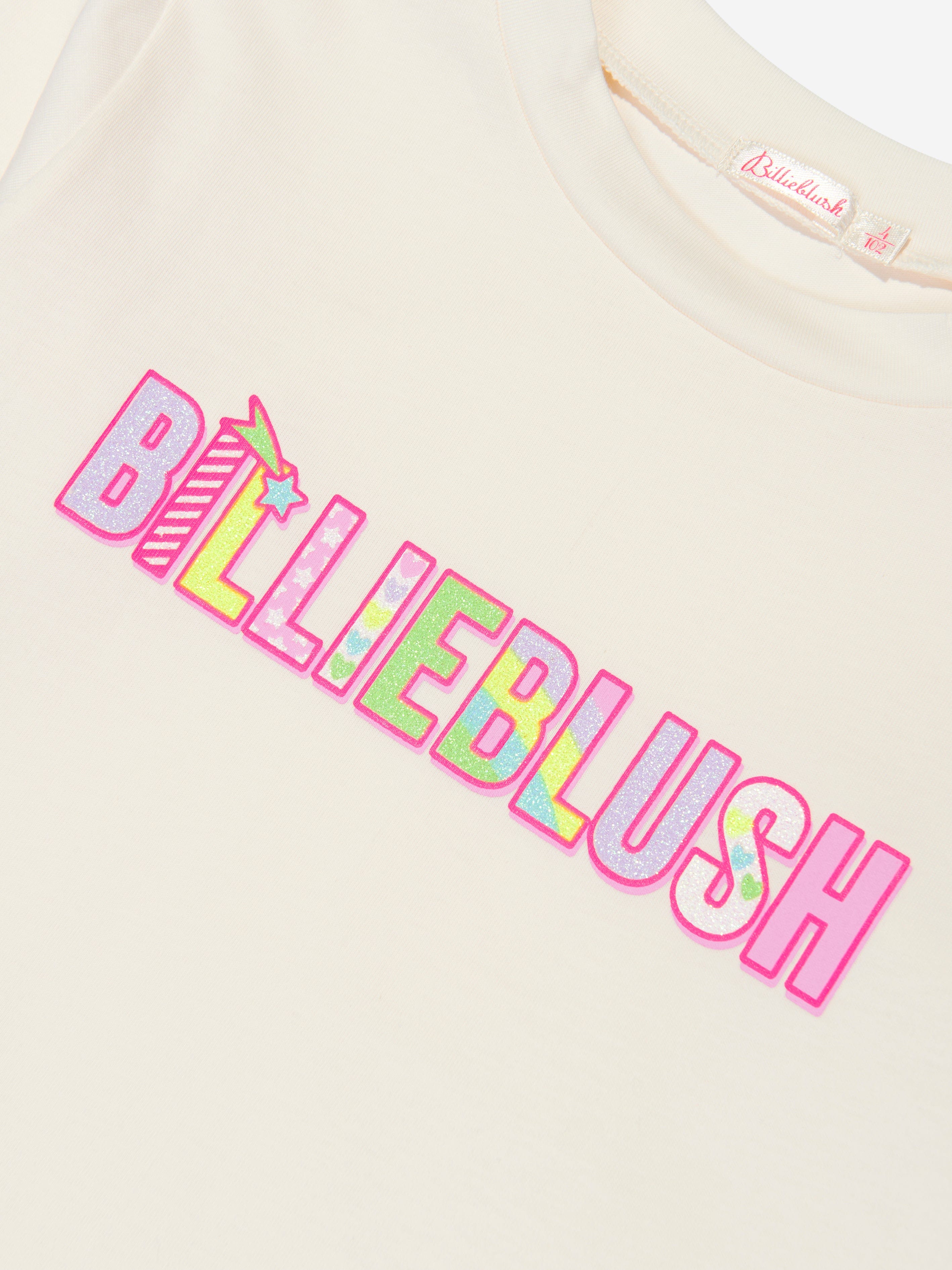 Billieblush Girls Long Sleeve Logo T-Shirt in Ivory