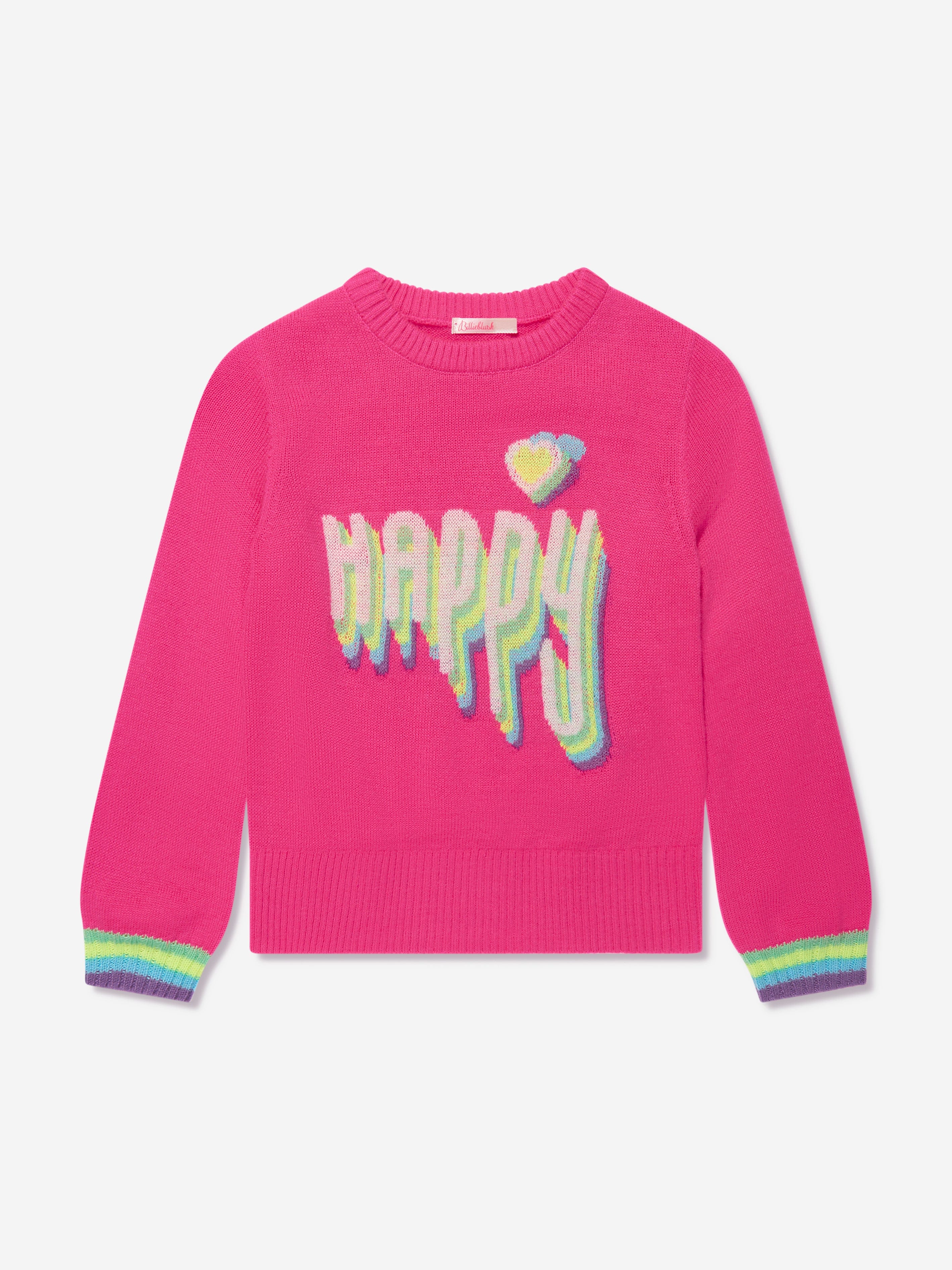 Billieblush Girls Knitted Happy Jumper in Pink