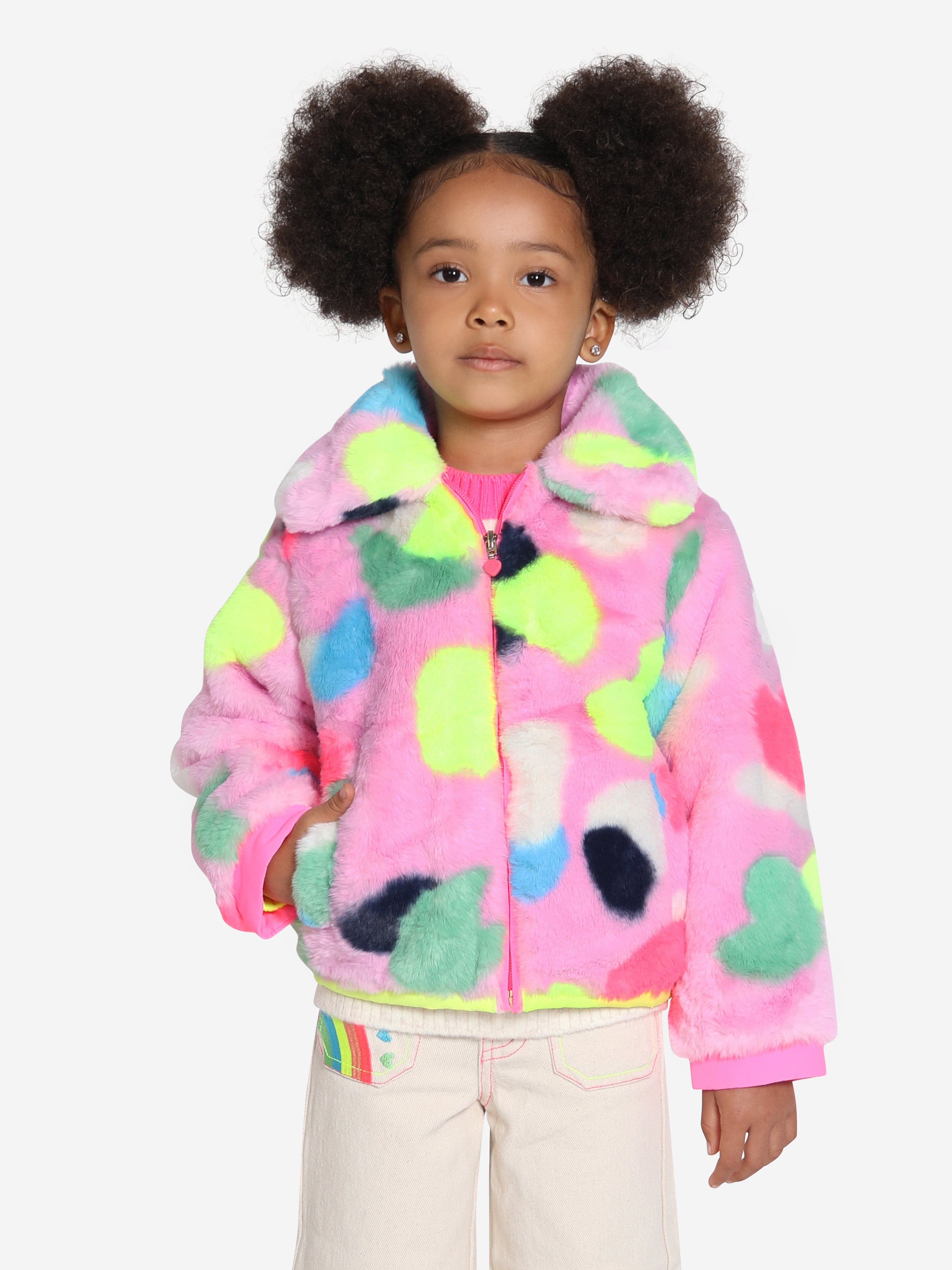 Billieblush Girls Faux Fur Coat in Pink