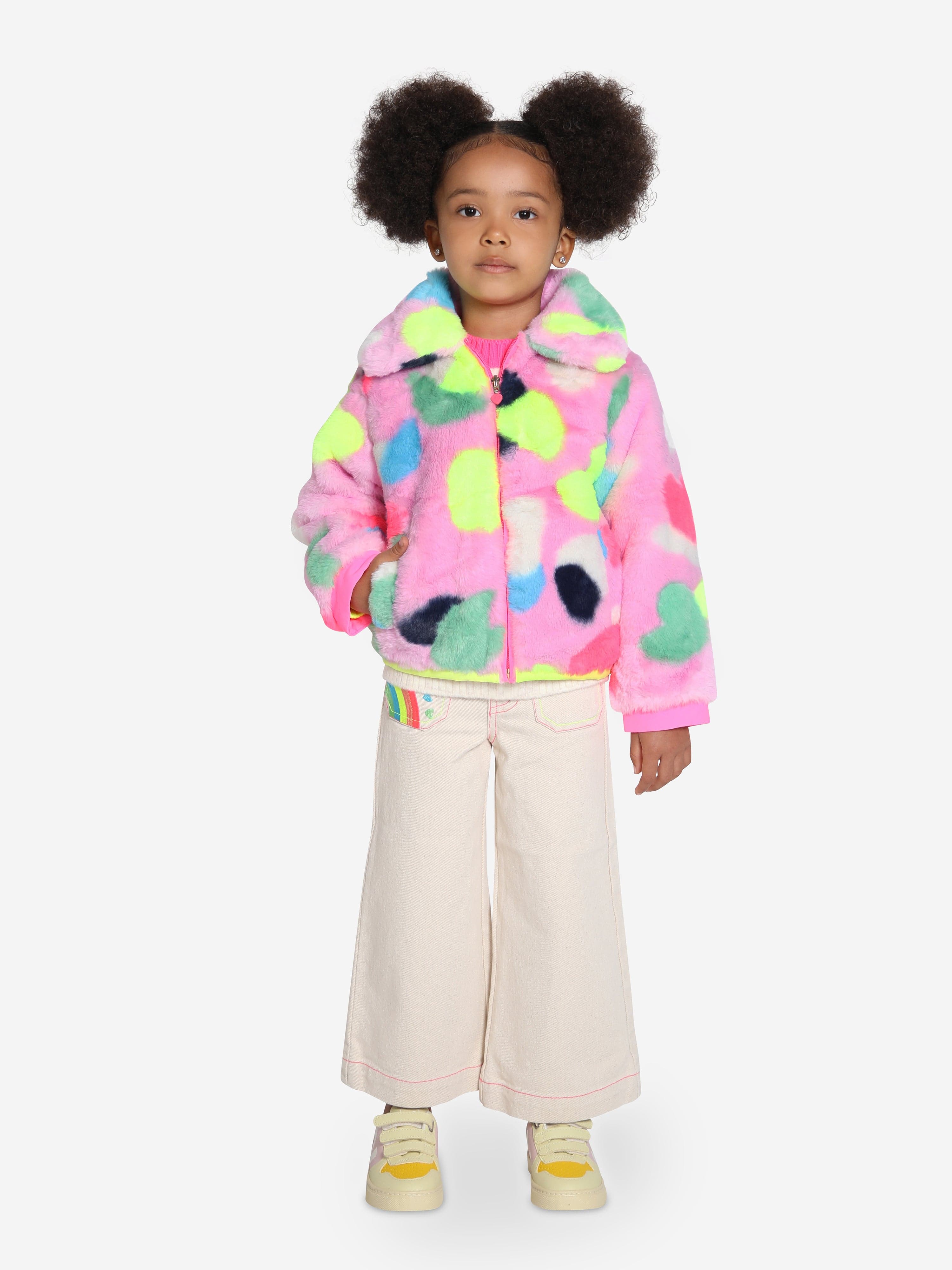 Billieblush Girls Faux Fur Coat in Pink