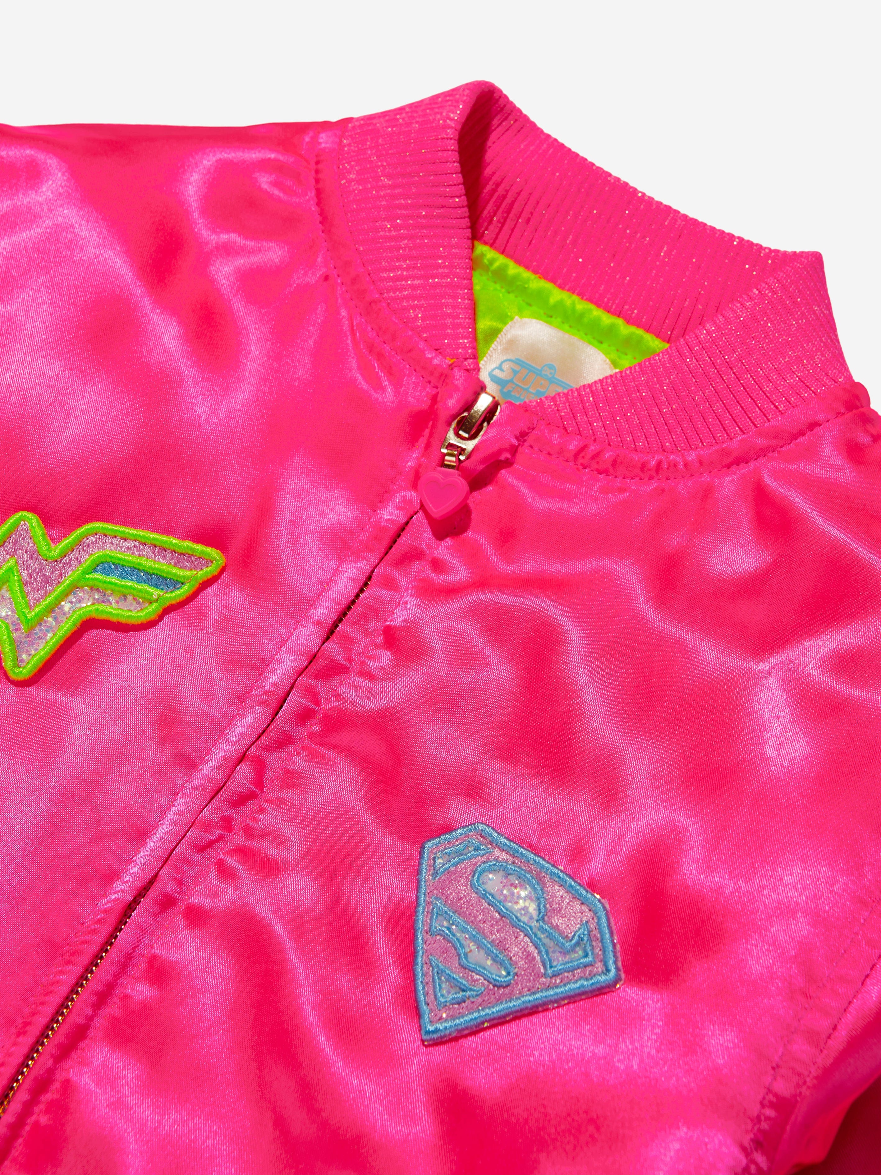 Billieblush Girls DC Comics Bomber Jacket in Pink