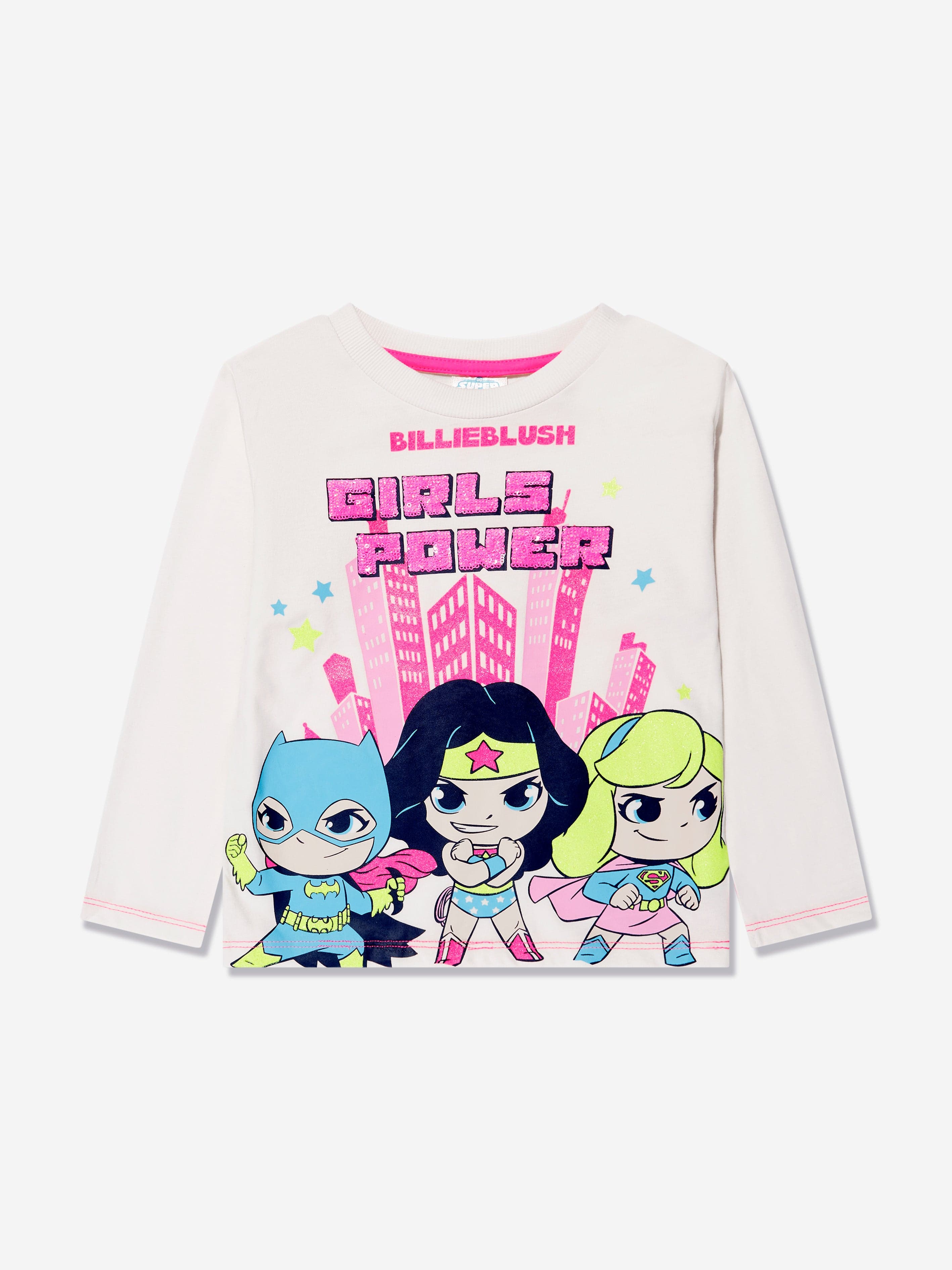 Billieblush Girls Long Sleeve DC Comics T-Shirt in Ivory