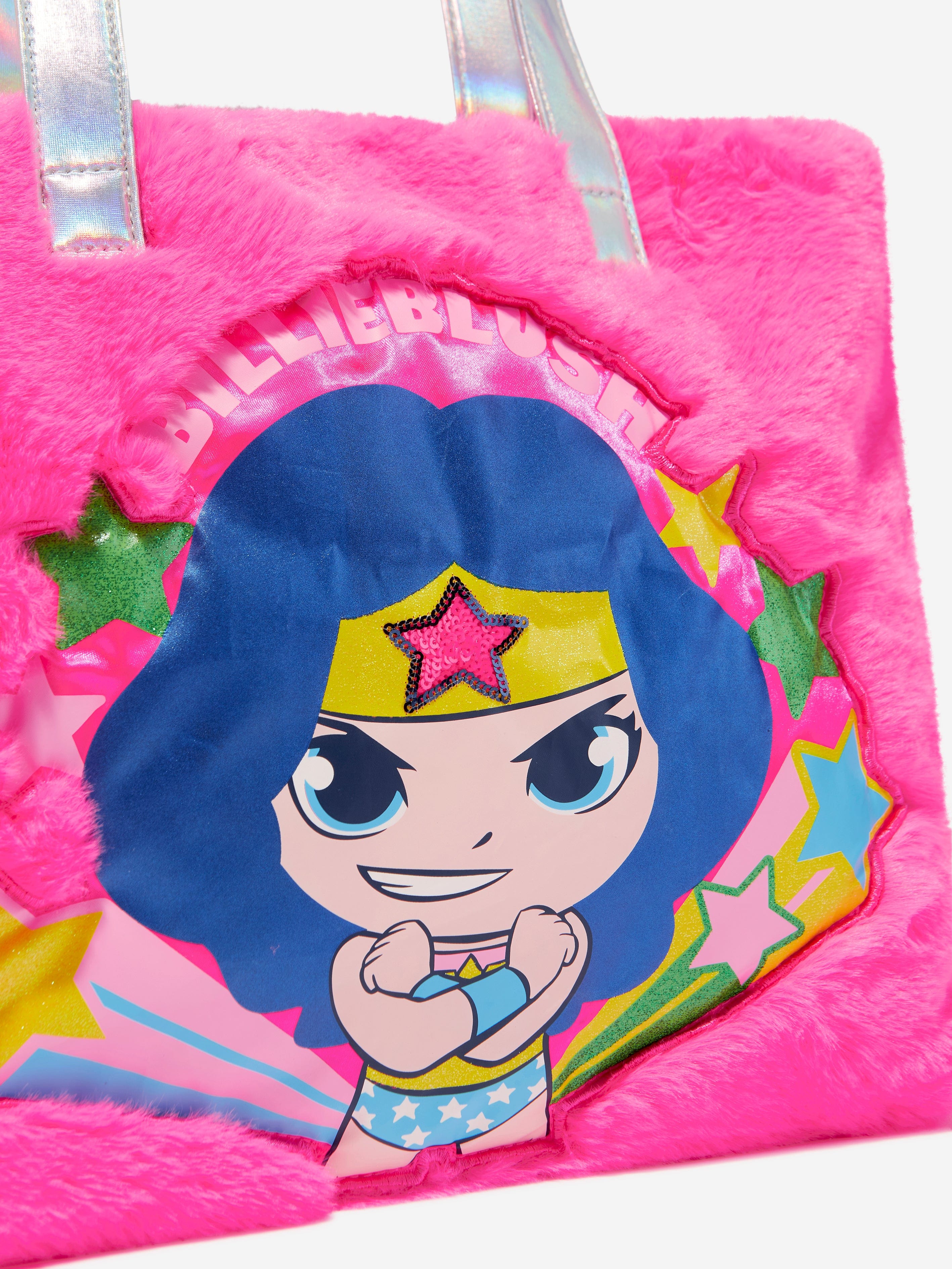 Billieblush Girls DC Comics Faux Shearling Bag in Pink