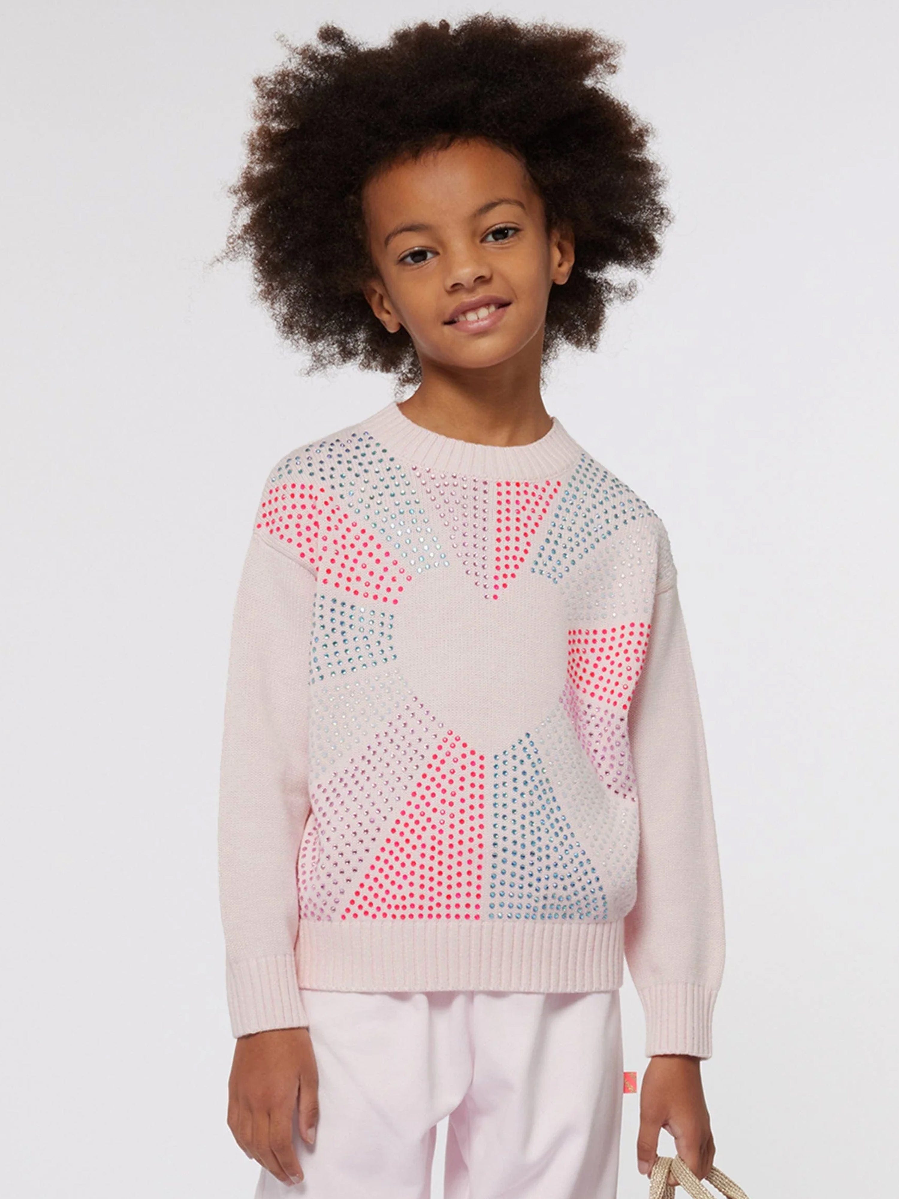 Billieblush Girls Knitted Heart Jumper in Pink