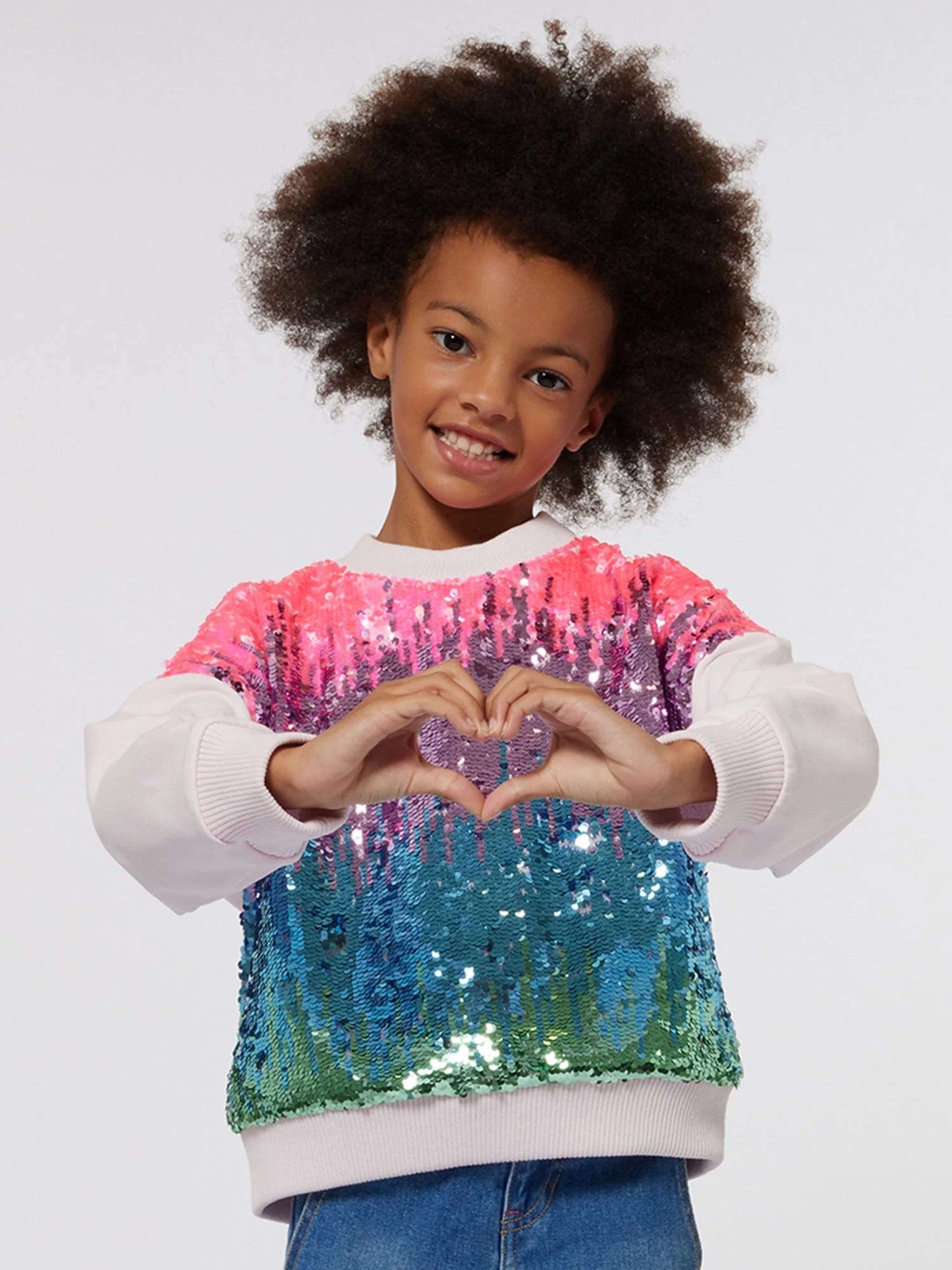 Billieblush Girls Sequin Sweatshirt in Pink