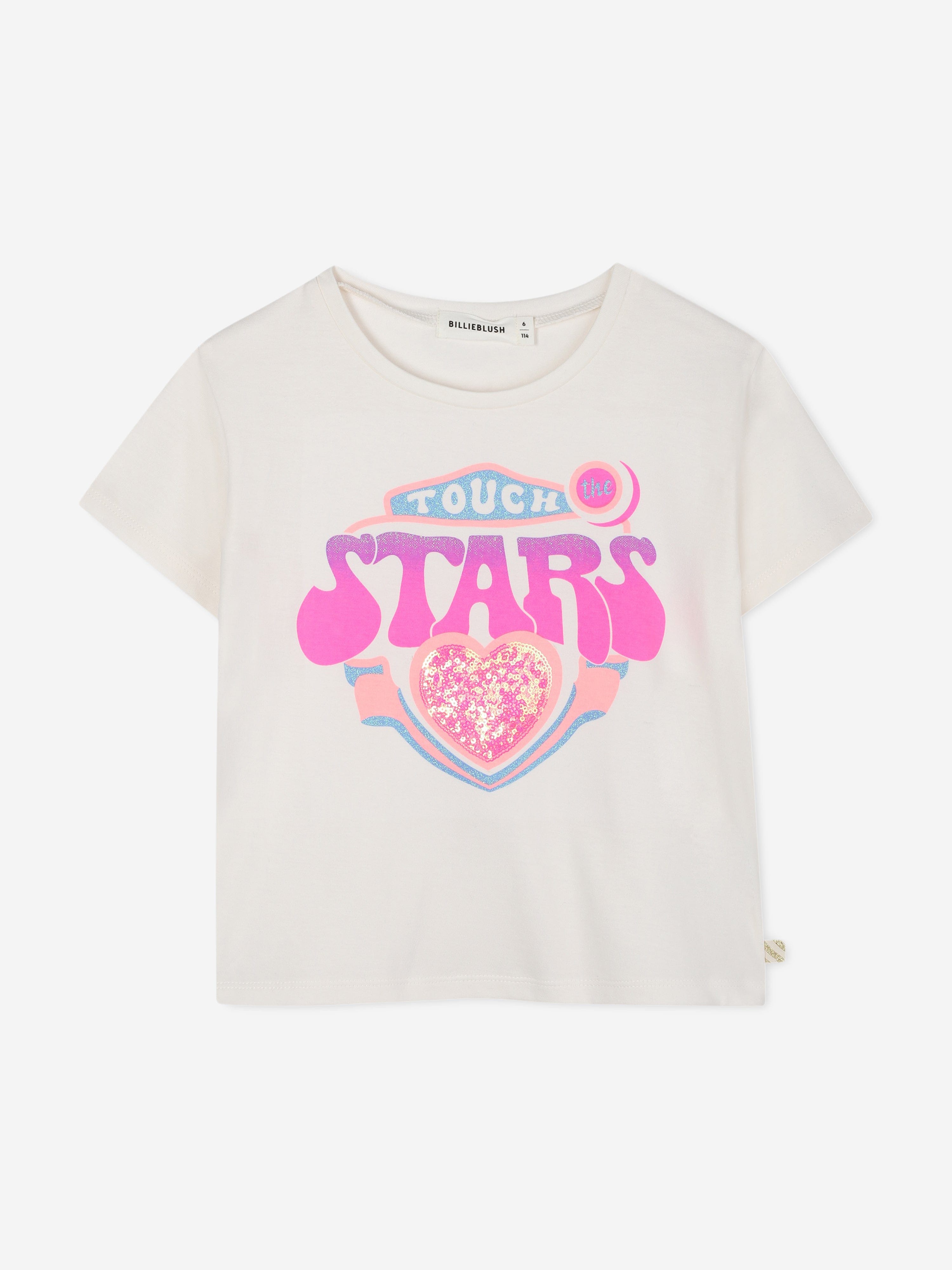 Billieblush Girls Touch Stars T-Shirt in Ivory