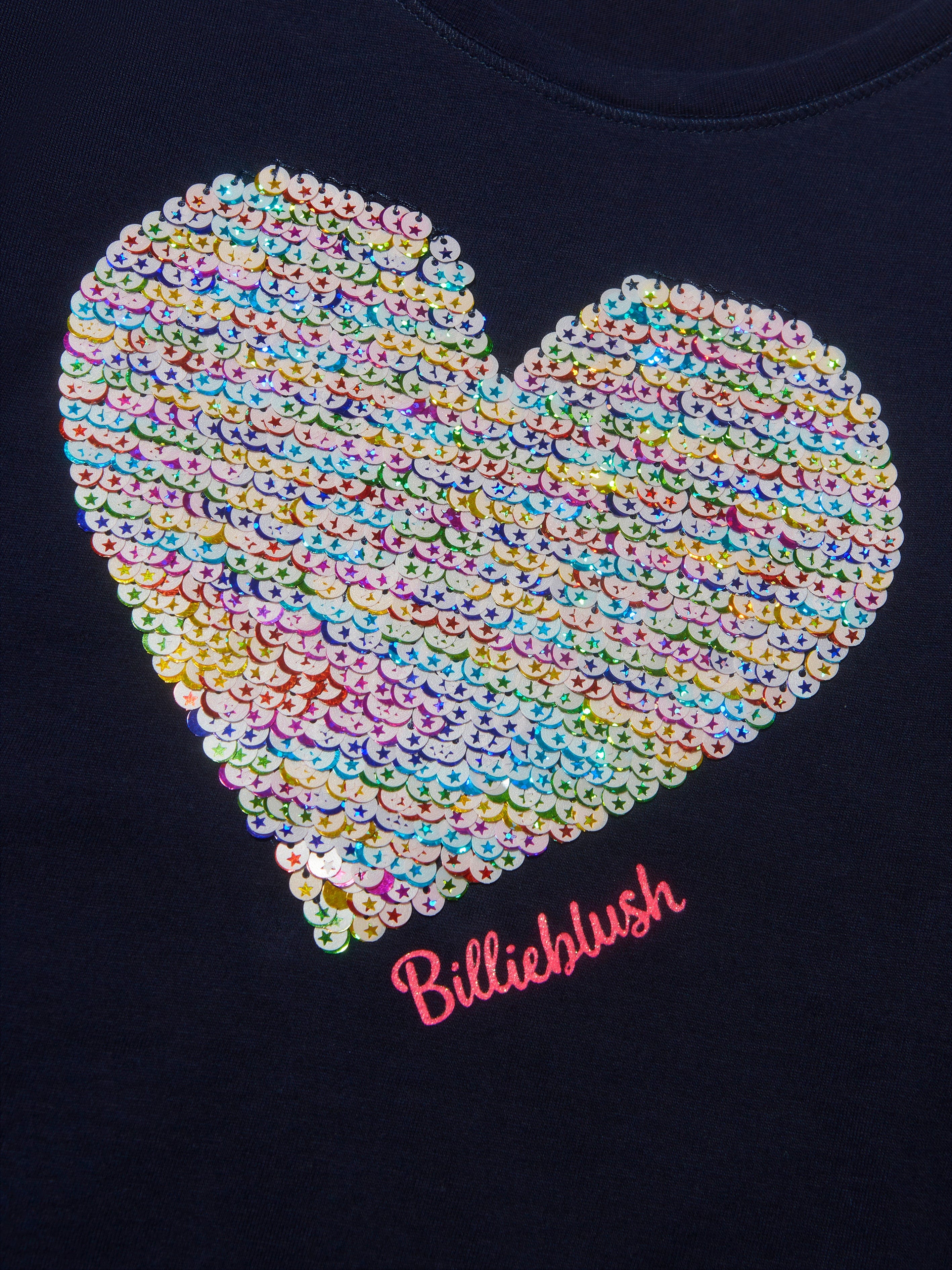 Billieblush Girls Sequin Heart Long Sleeve T-Shirt