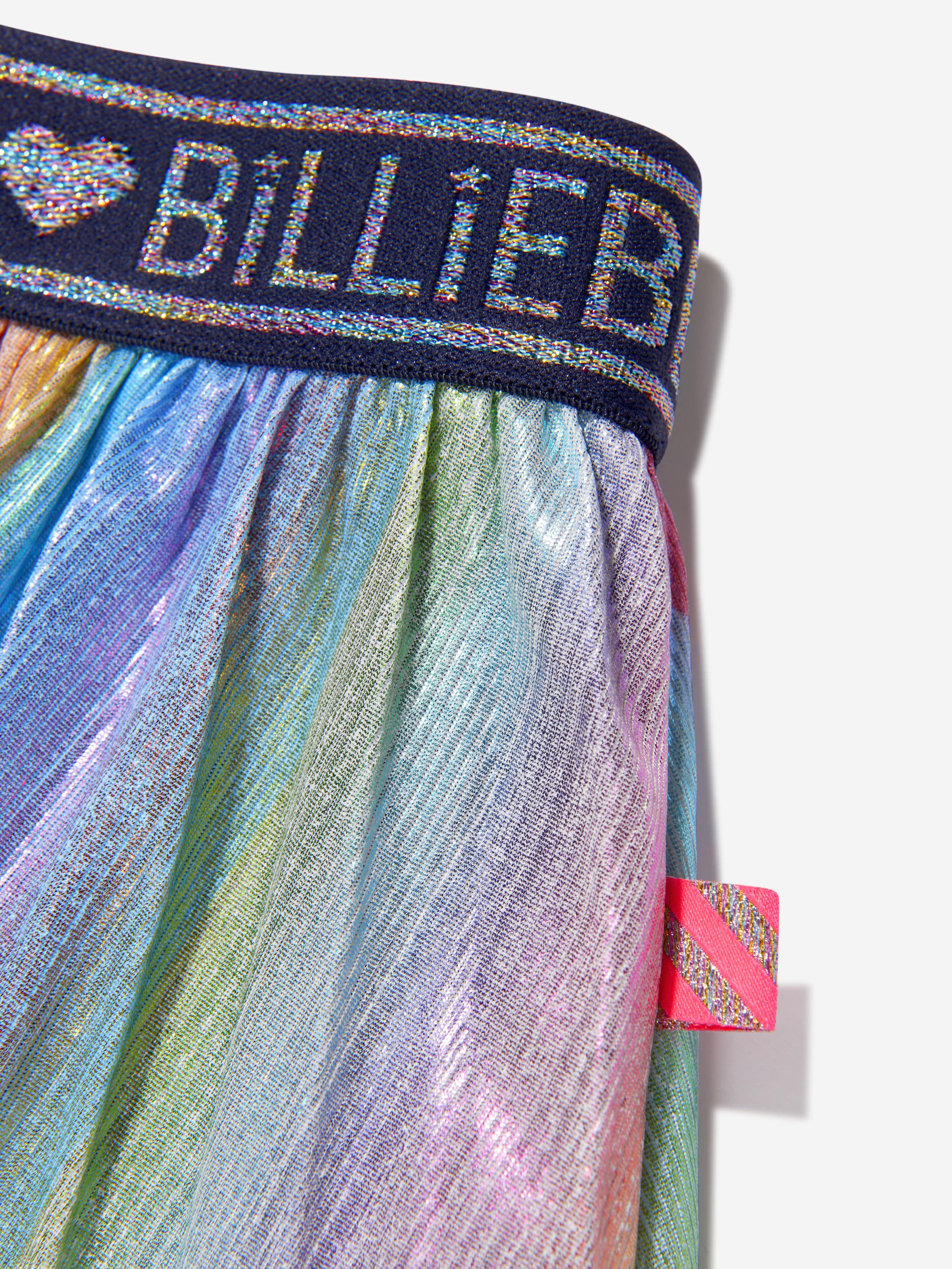 Billieblush Girls Metallic Rainbow Pleated Skirt