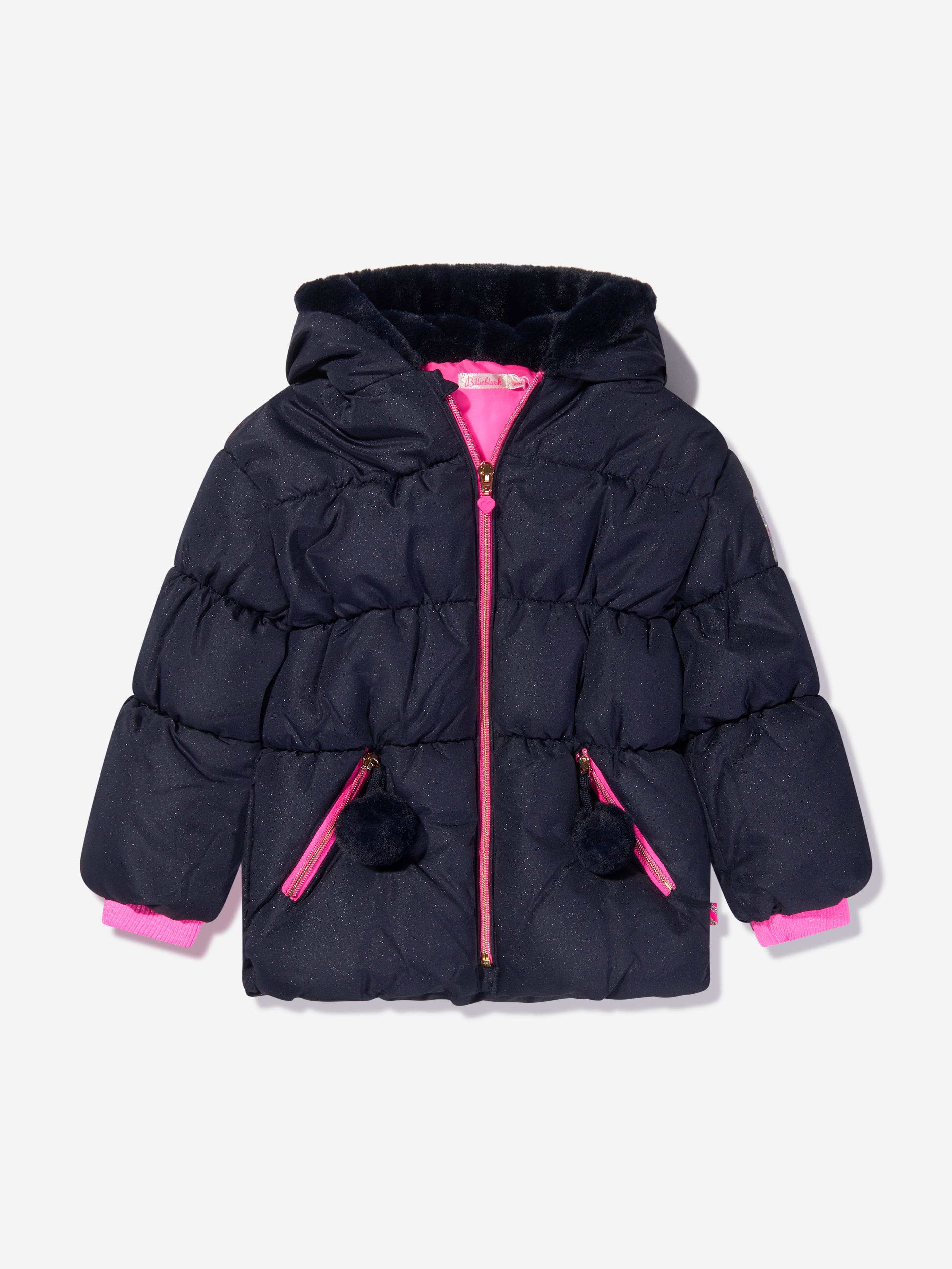 Billieblush Girls Hooded Glitter Puffer Jacket