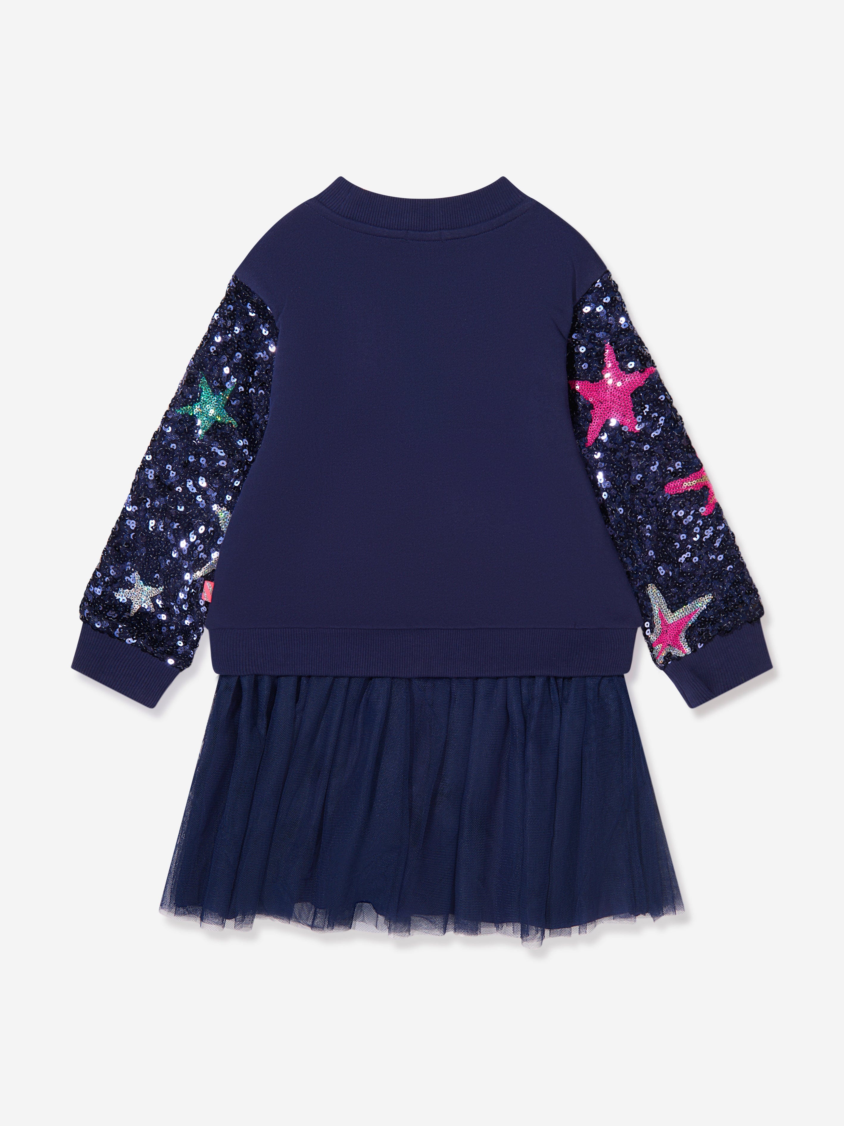 Billieblush Girls Hooded Dress With Sequin Sleeves