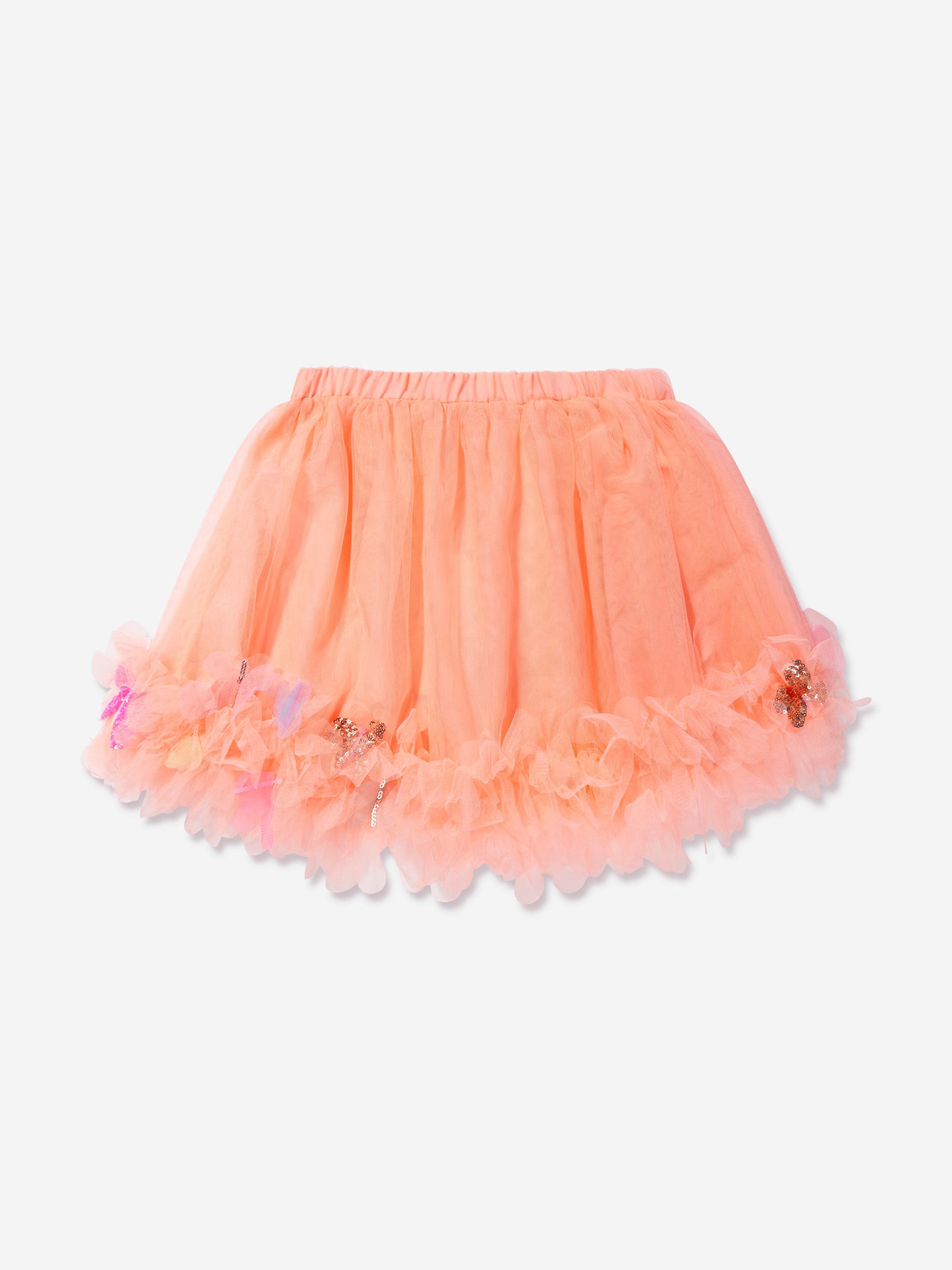 Billieblush Girls Mesh Butterfly Skirt in Apricot