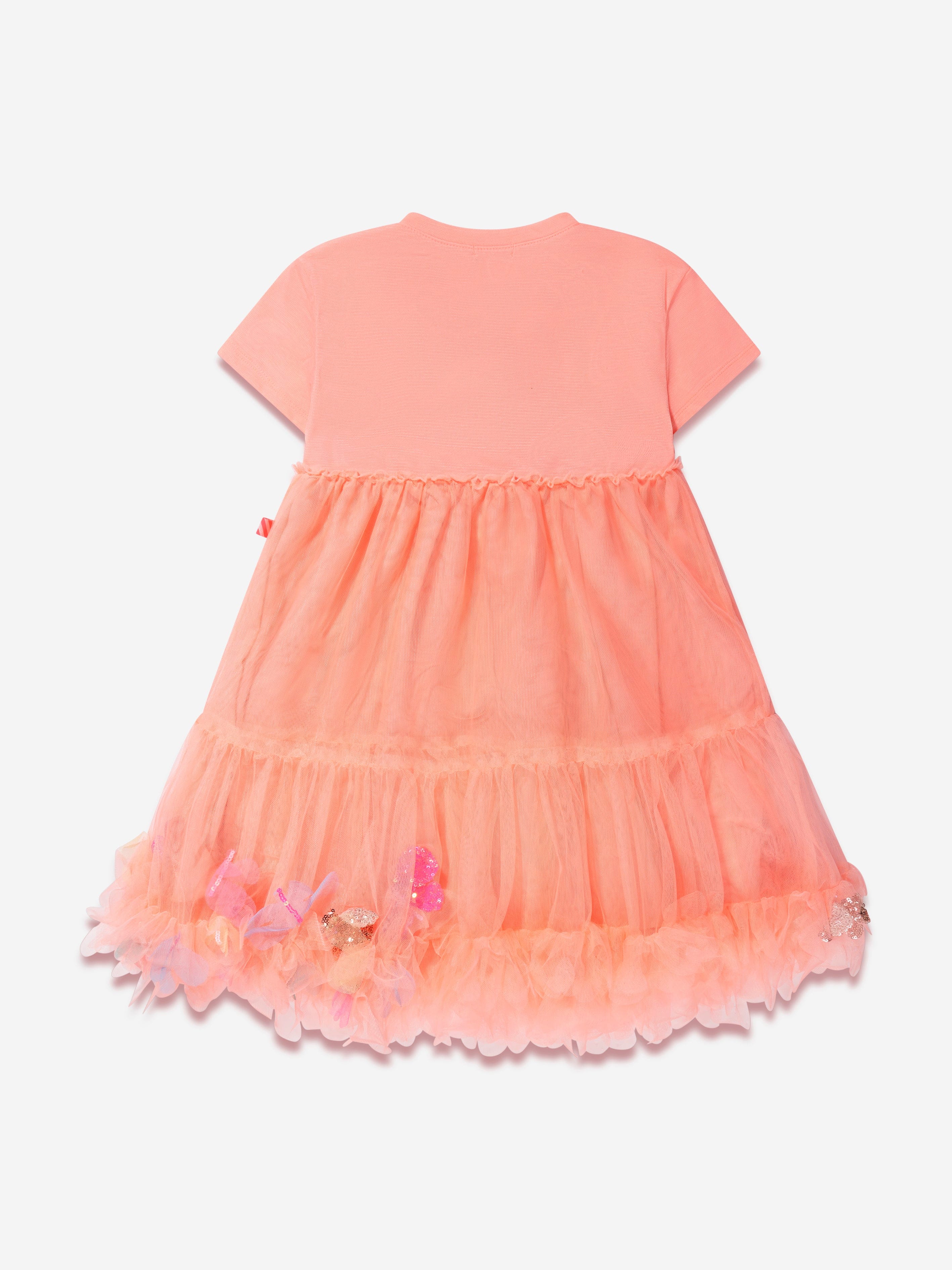 Billieblush Girls Mesh Butterfly Dress in Apricot