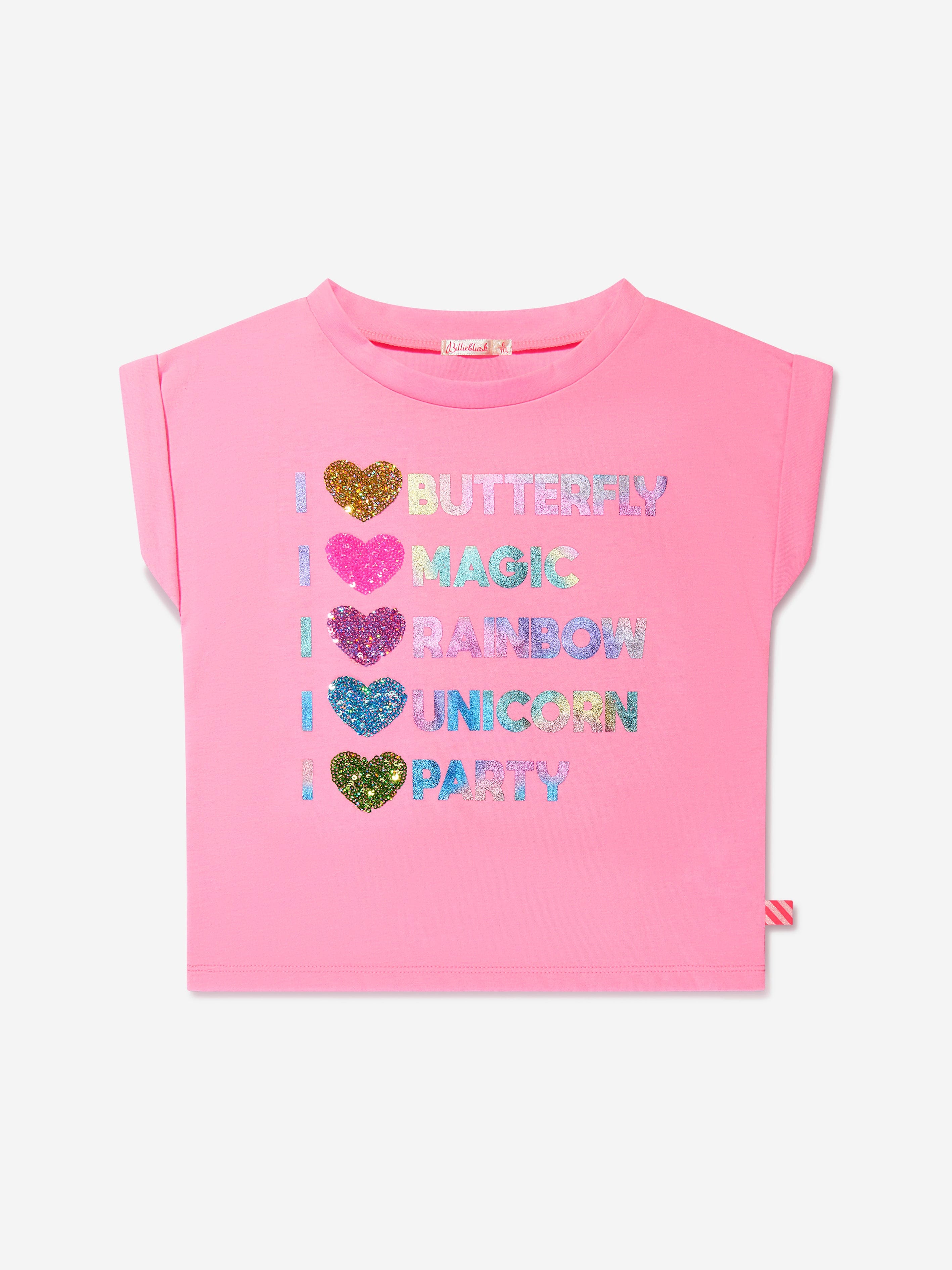 Billieblush Girls Illustrated Jersey T-Shirt in Pink