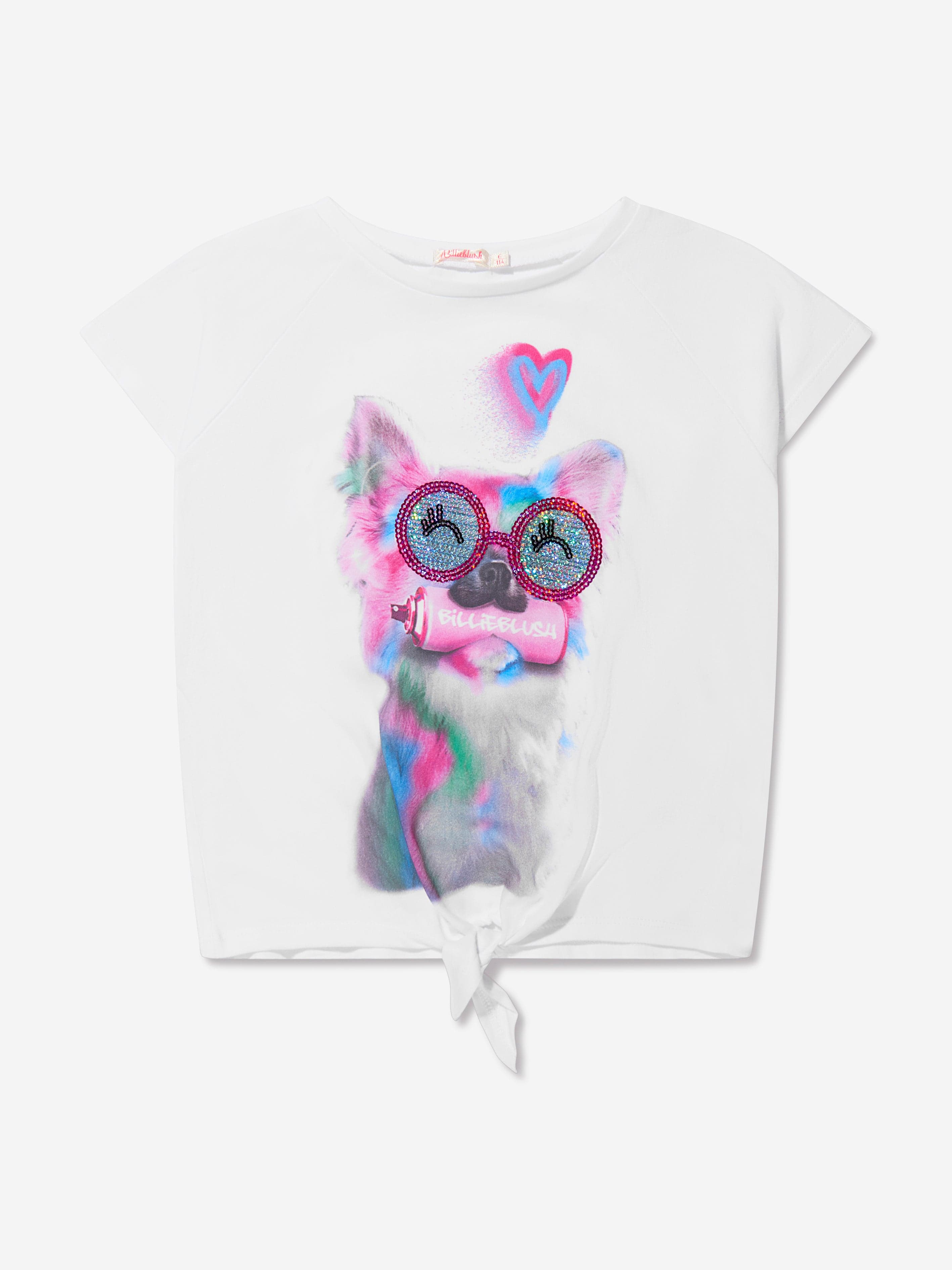 Billieblush Girls Animal Print T-Shirt in White