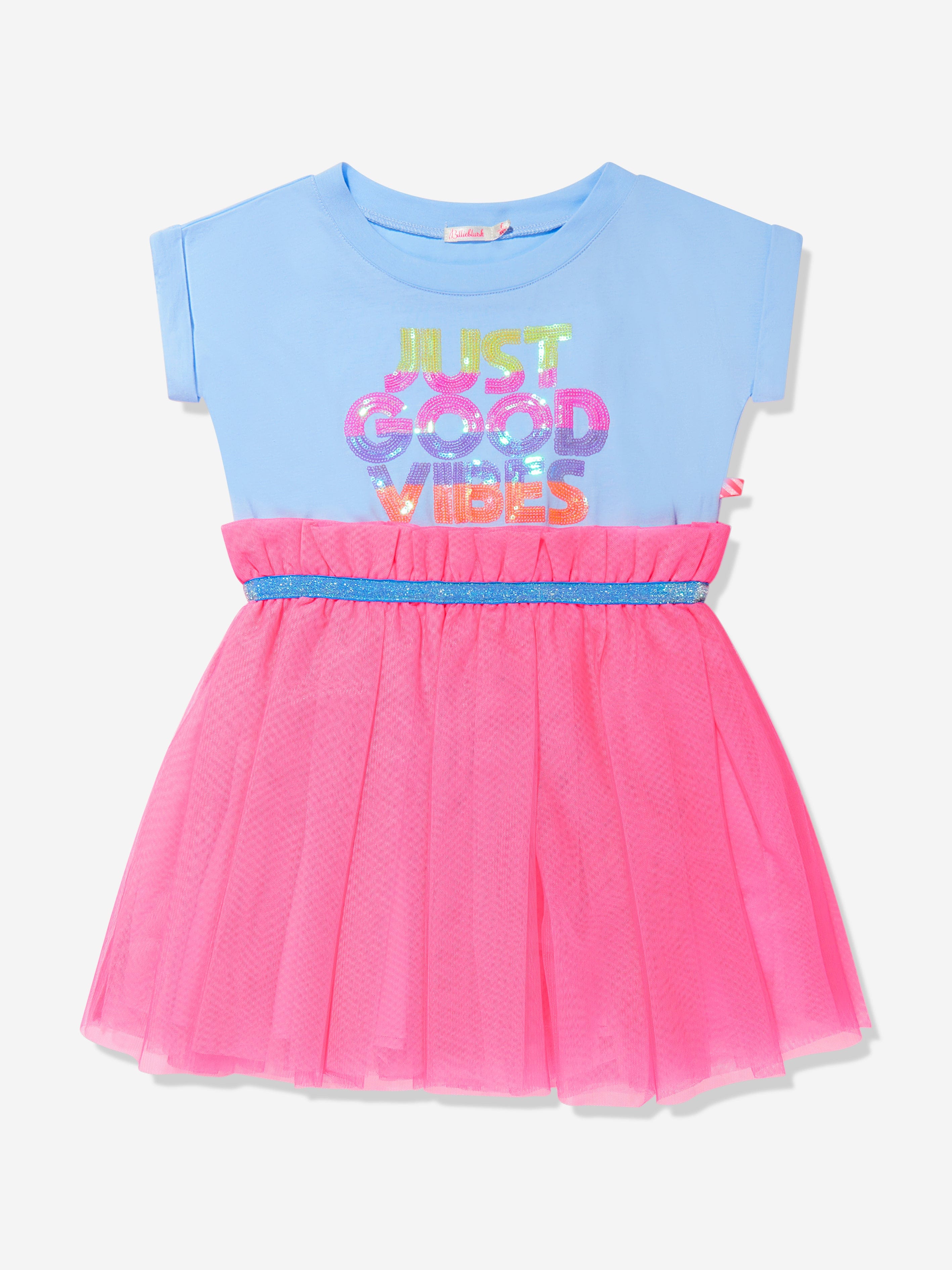 Billieblush Girls Good Vibes Dress in Blue