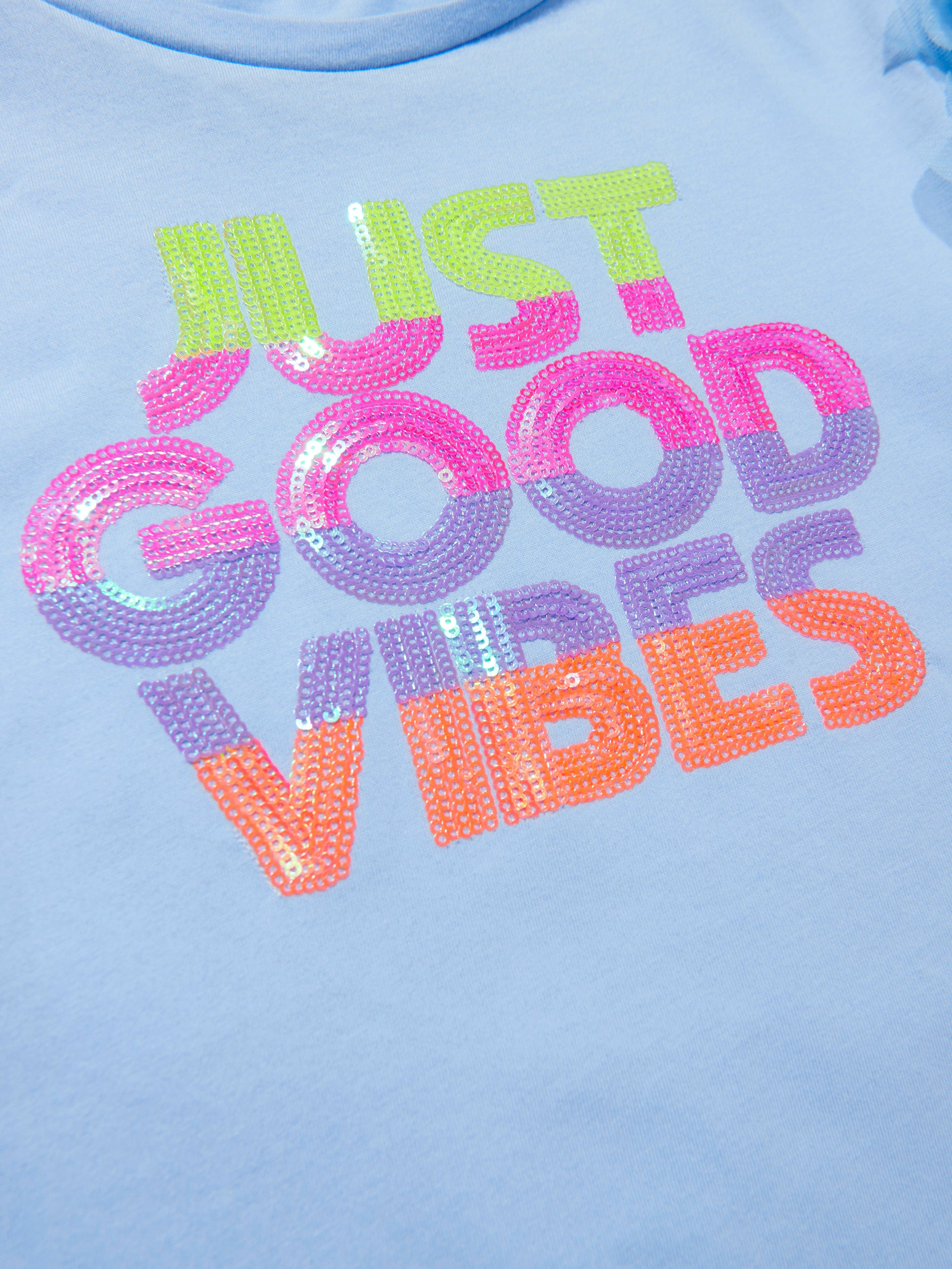 Billieblush Girls Good Vibes T-Shirt in Blue