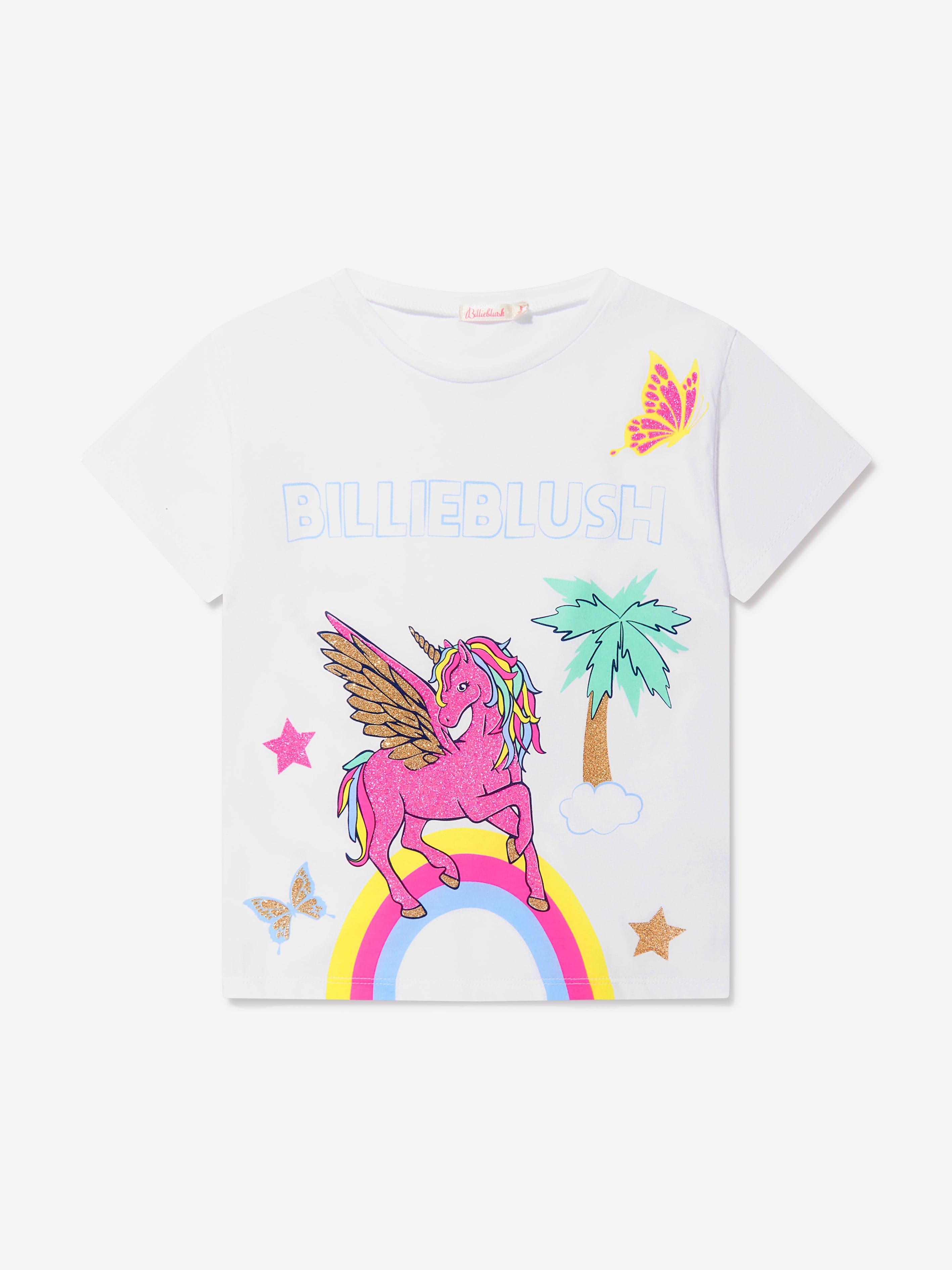 Billieblush Girls Unicorn Print T-Shirt in White