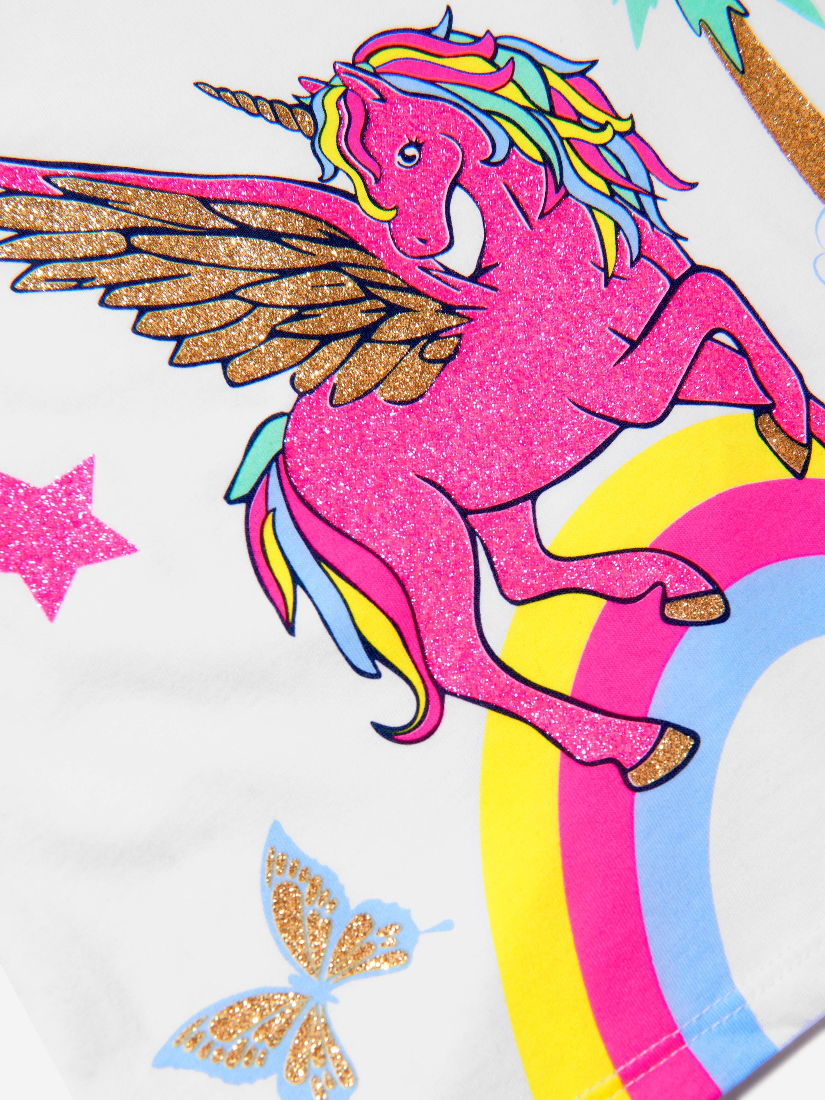 Billieblush Girls Unicorn Print T-Shirt in White