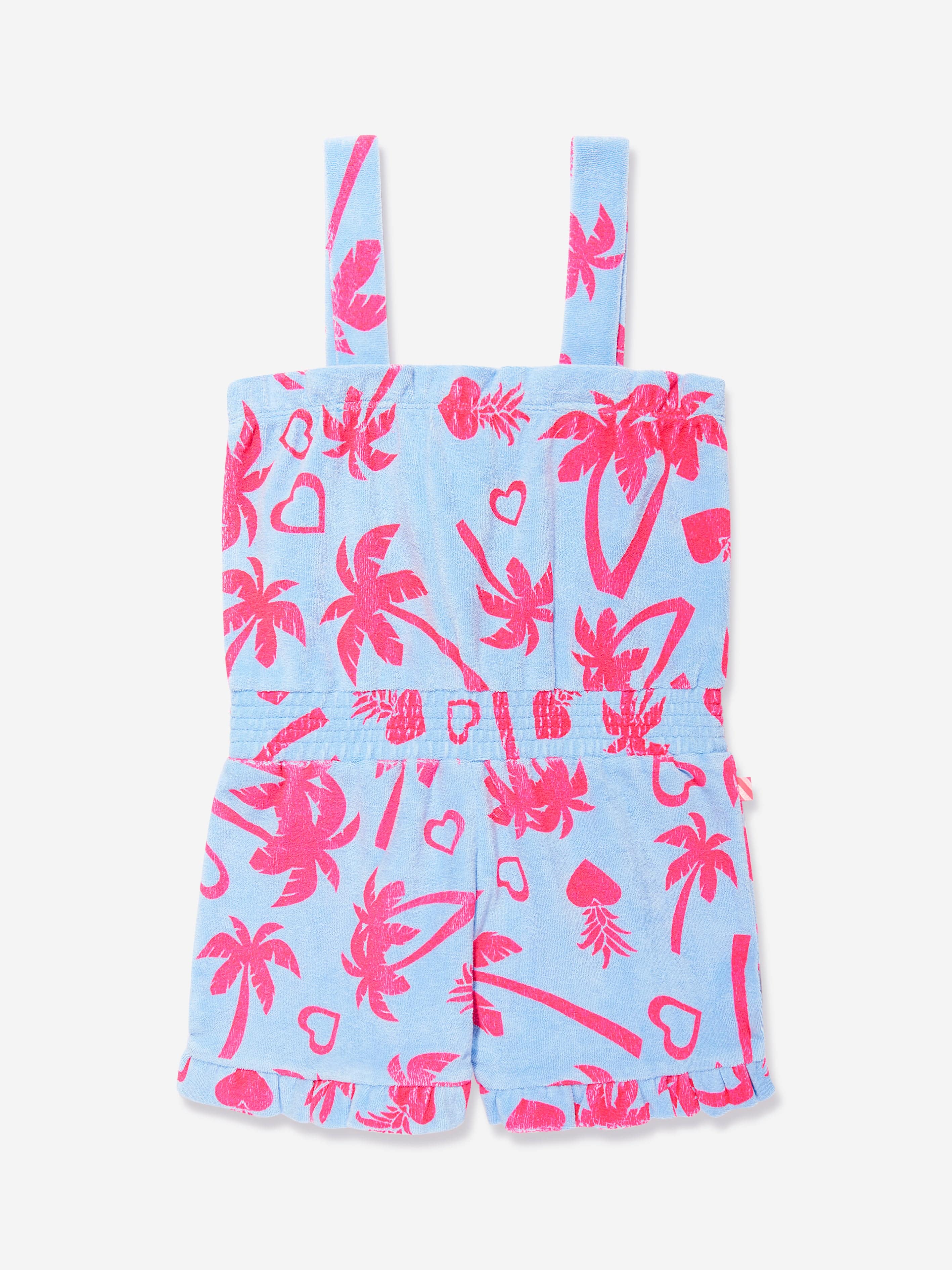 Billieblush Girls Palm Trees Beach Playsuit in Blue