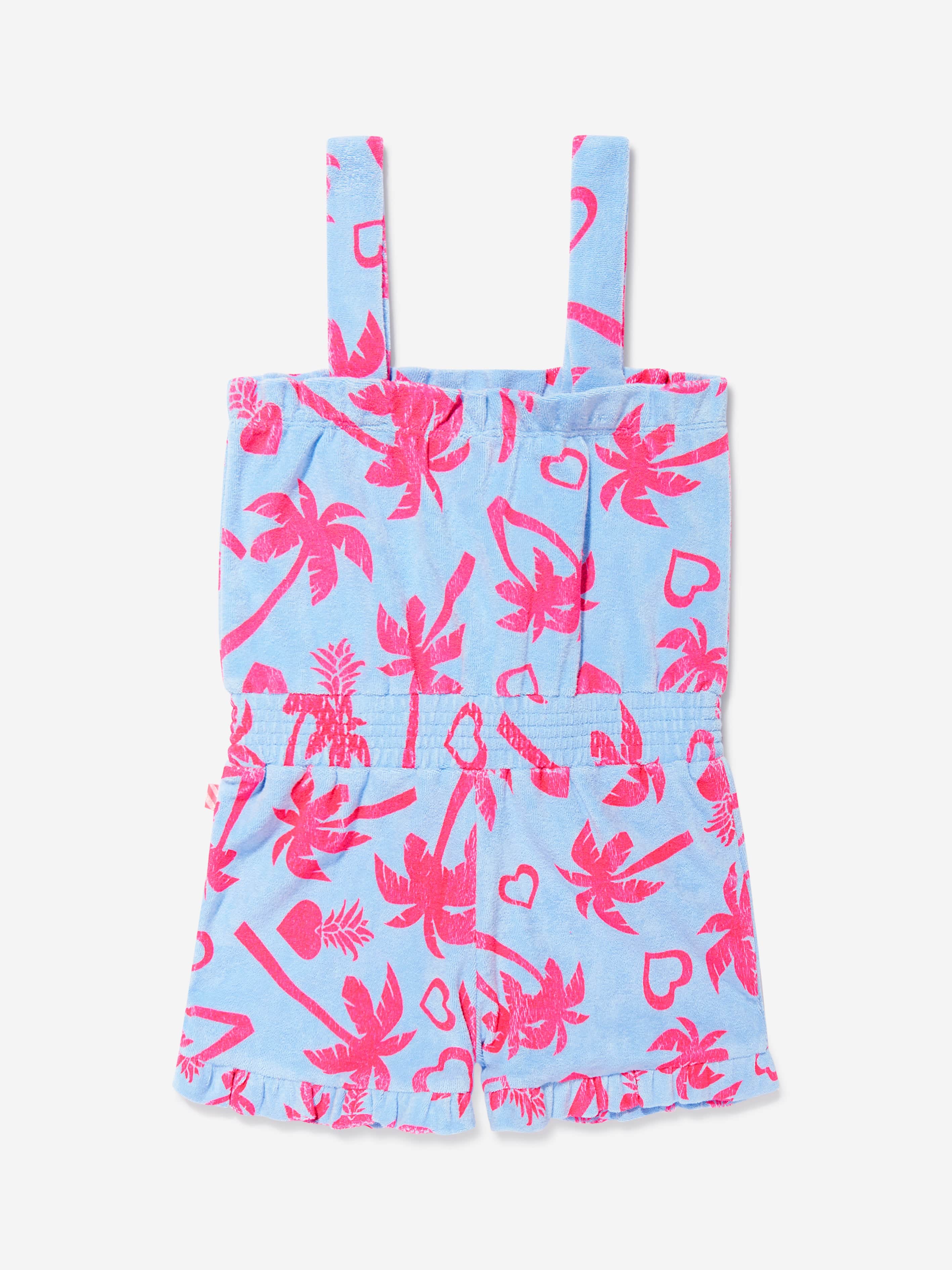 Billieblush Girls Palm Trees Beach Playsuit in Blue