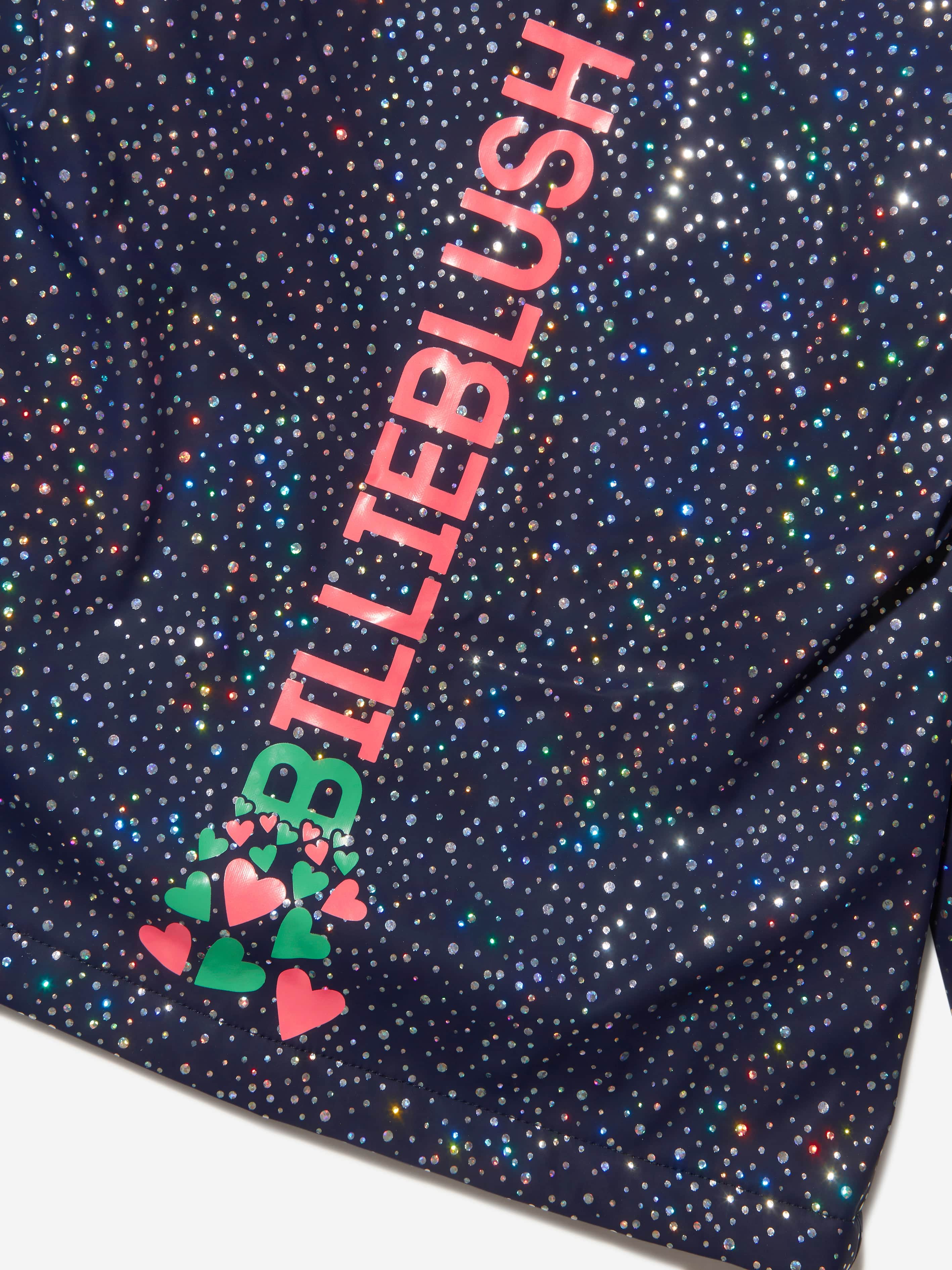 Billieblush Girls Glitter Dotted Hooded Raincoat