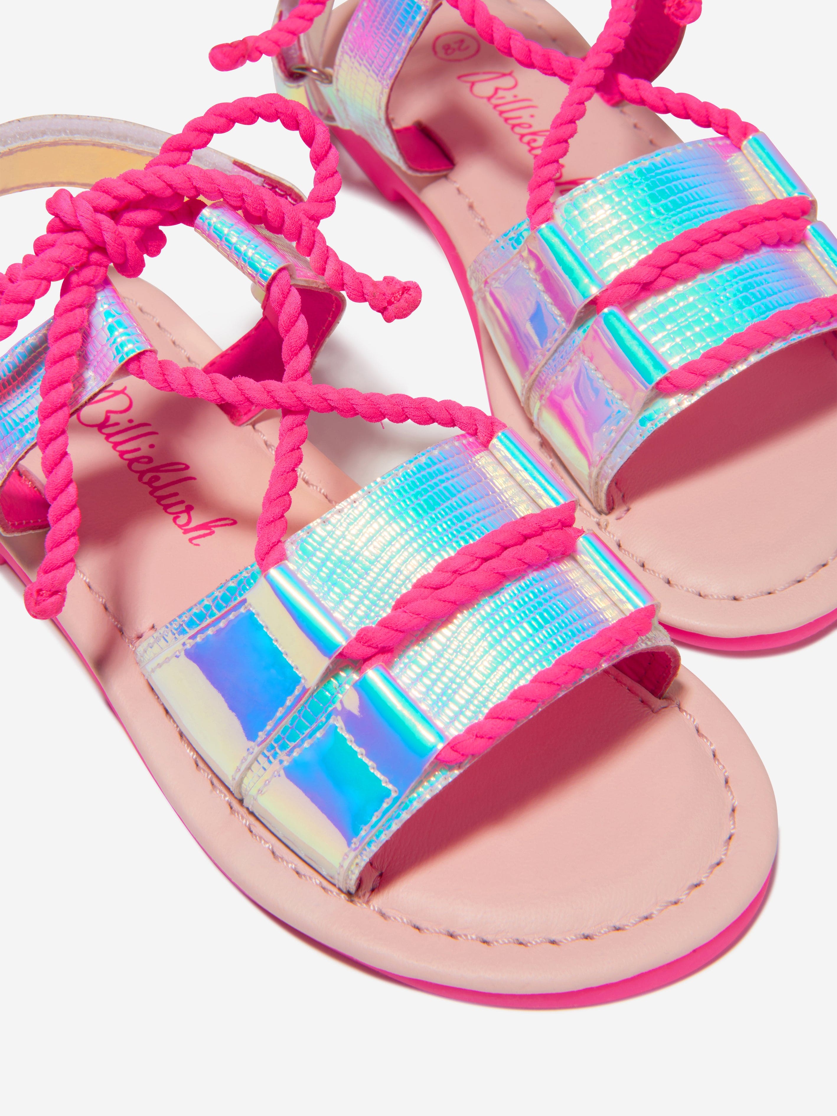 Billieblush Girls Leather & Lace Snake Design Sandals