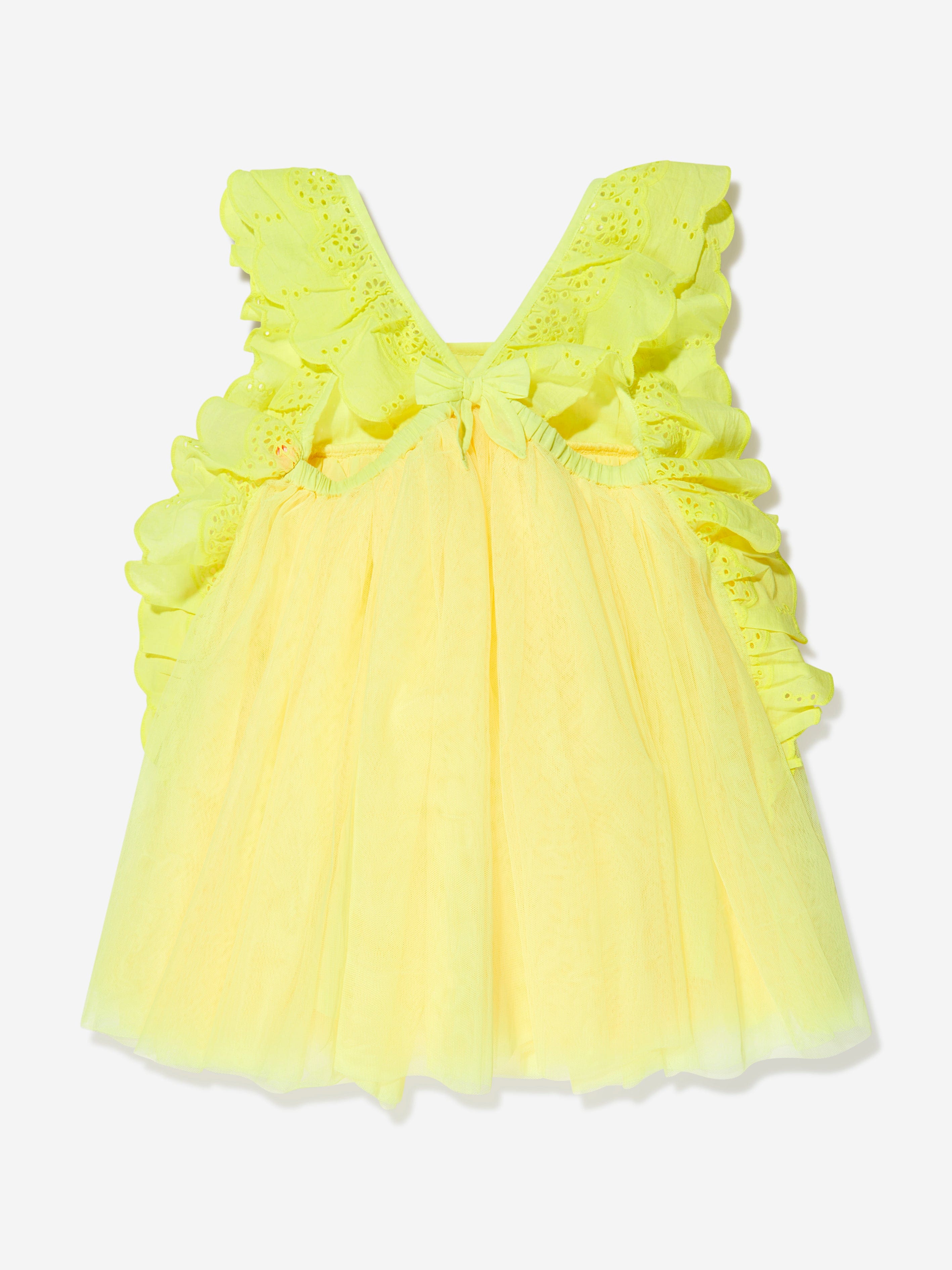 Billieblush Girls Frilly Mesh Sleeveless Dress in Yellow