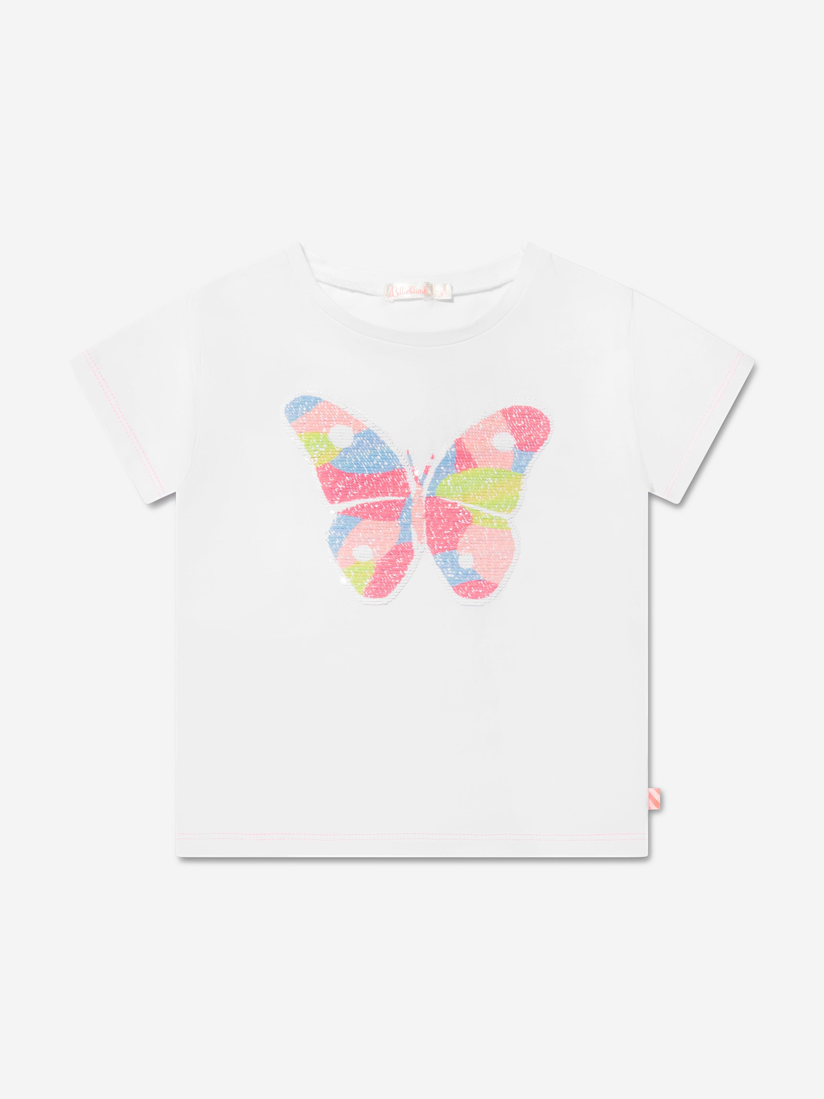 Billieblush Girls Sequin Butterfly T-Shirt in White