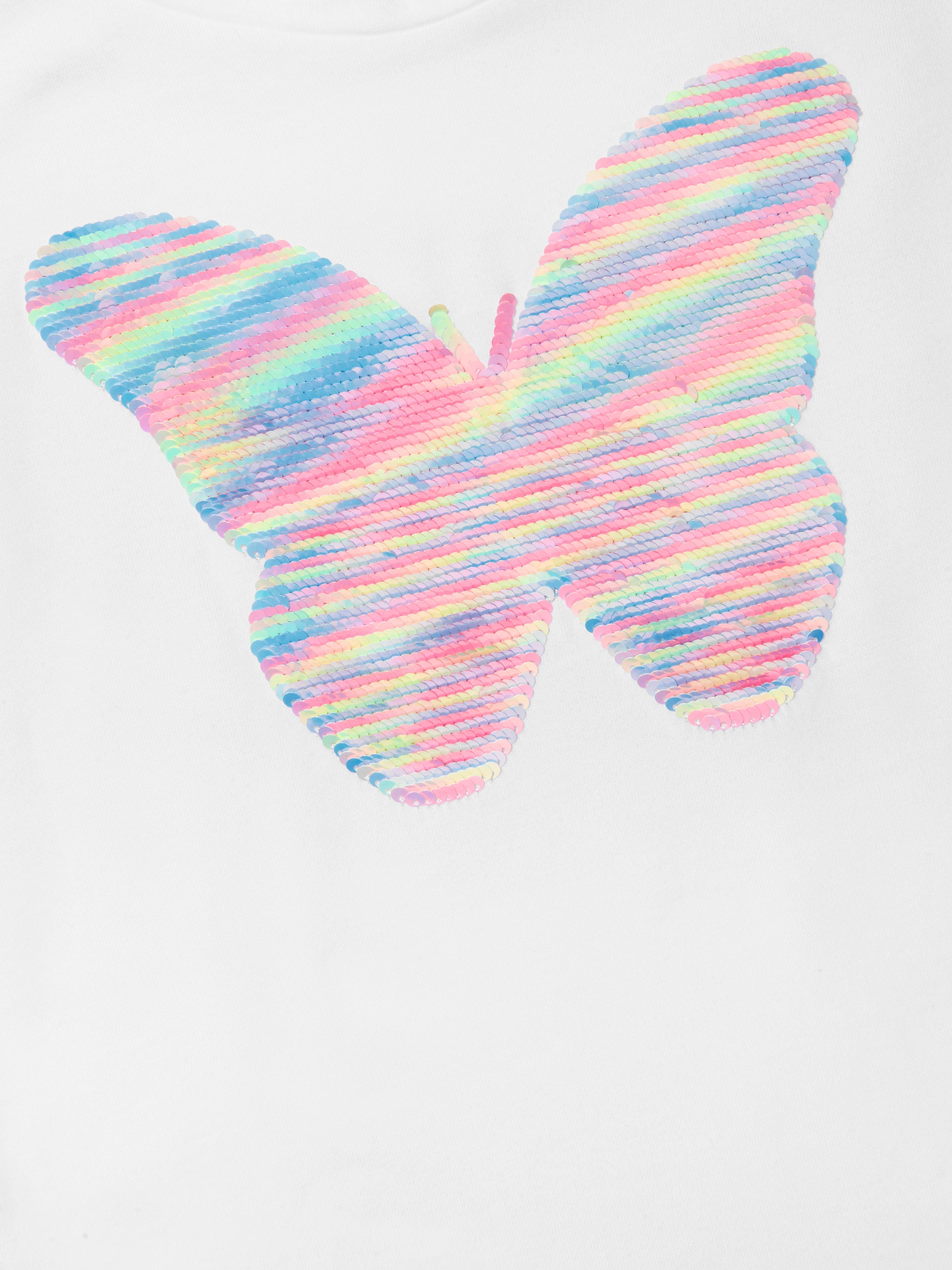 Billieblush Girls Sequin Butterfly T-Shirt in White